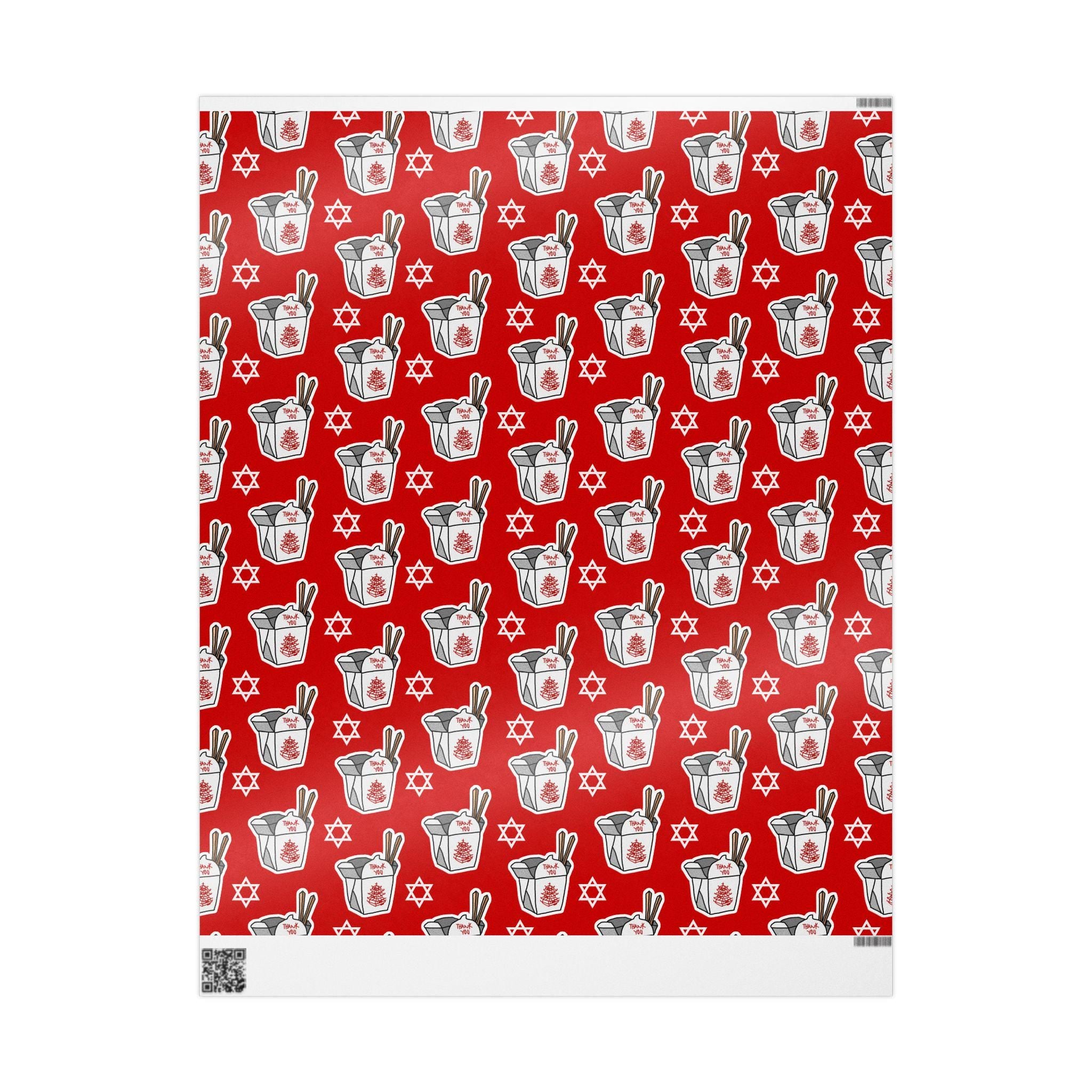 Funny Jewish Christmas Wrapping Paper, Chinese Food & Star of David Design
