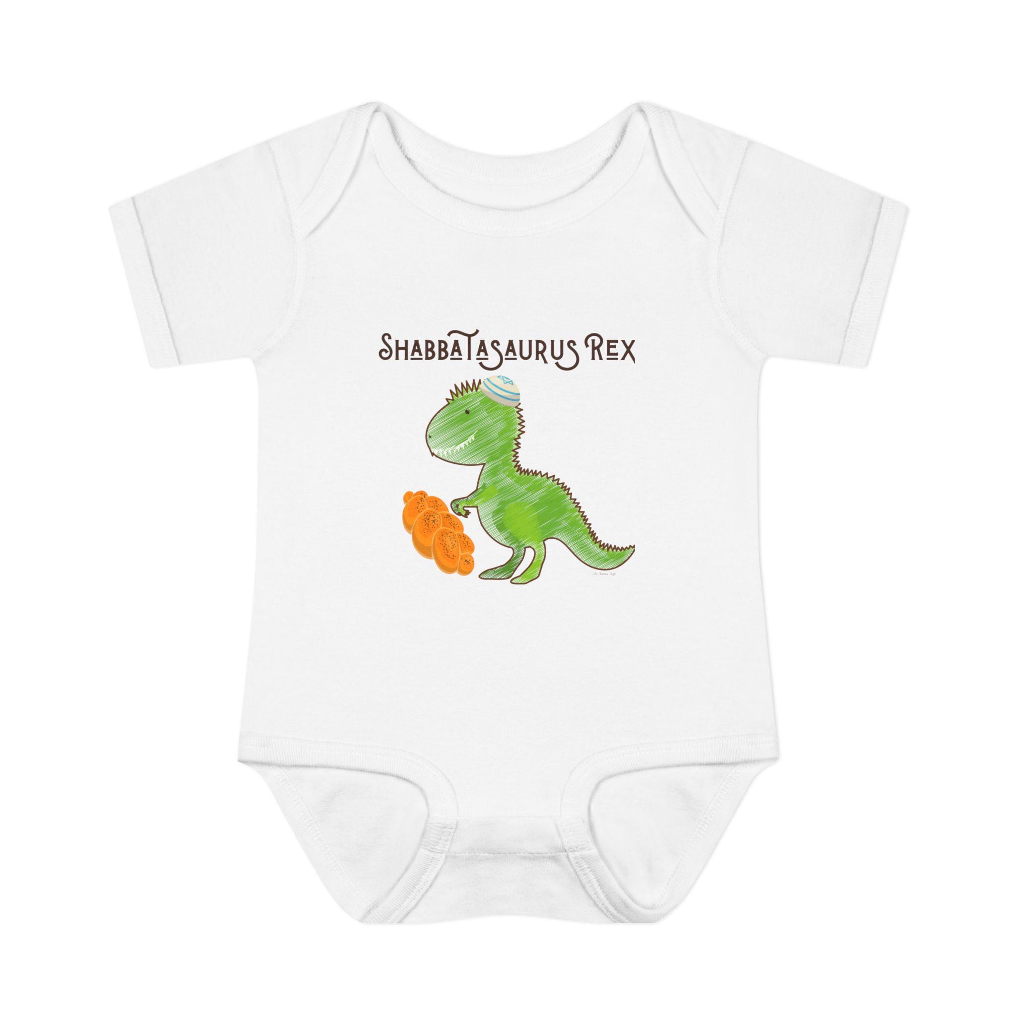 Shabbatasaurus Rex Infant Bodysuit | Dinosaur Shabbat Illustration