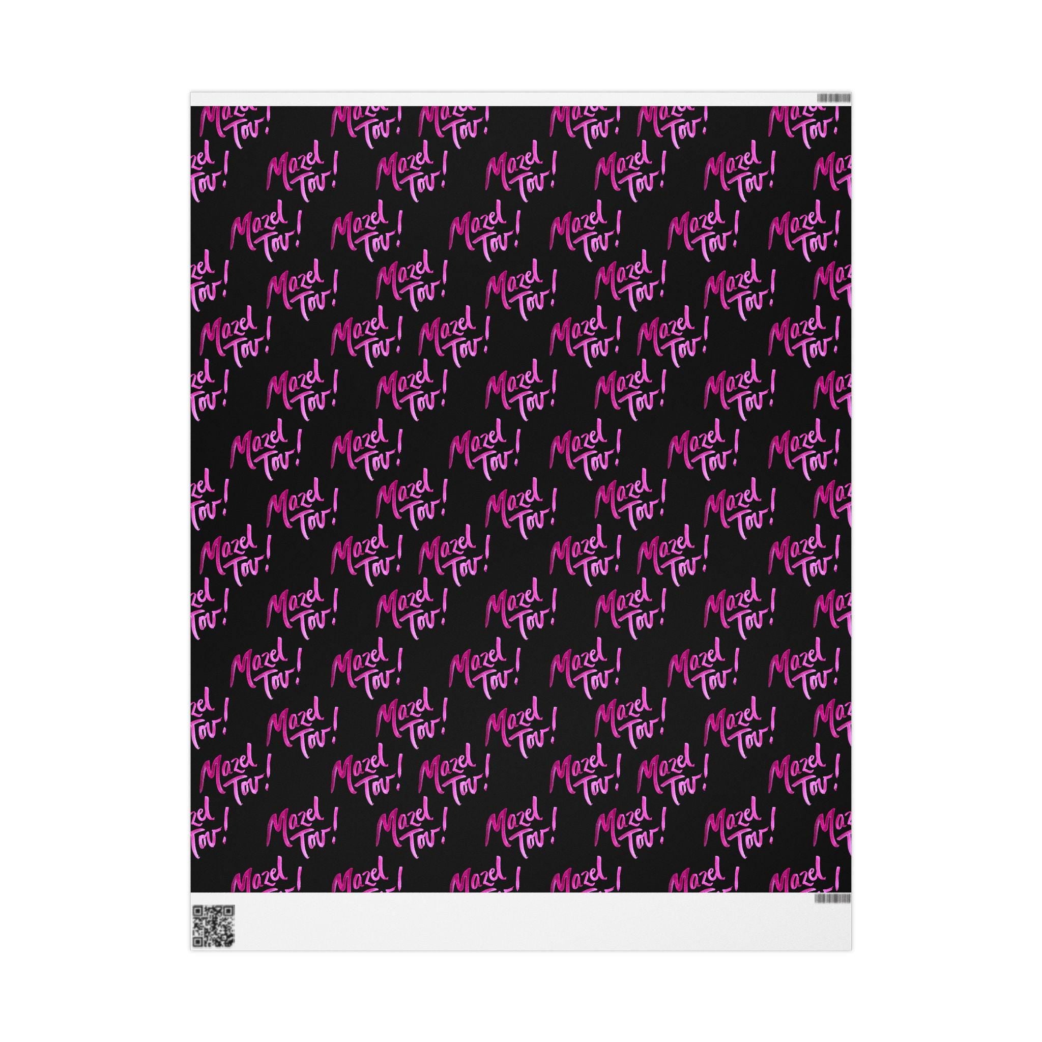 Modern Mazel Tov Wrapping Paper, Black Pink Simcha Gift Wrap