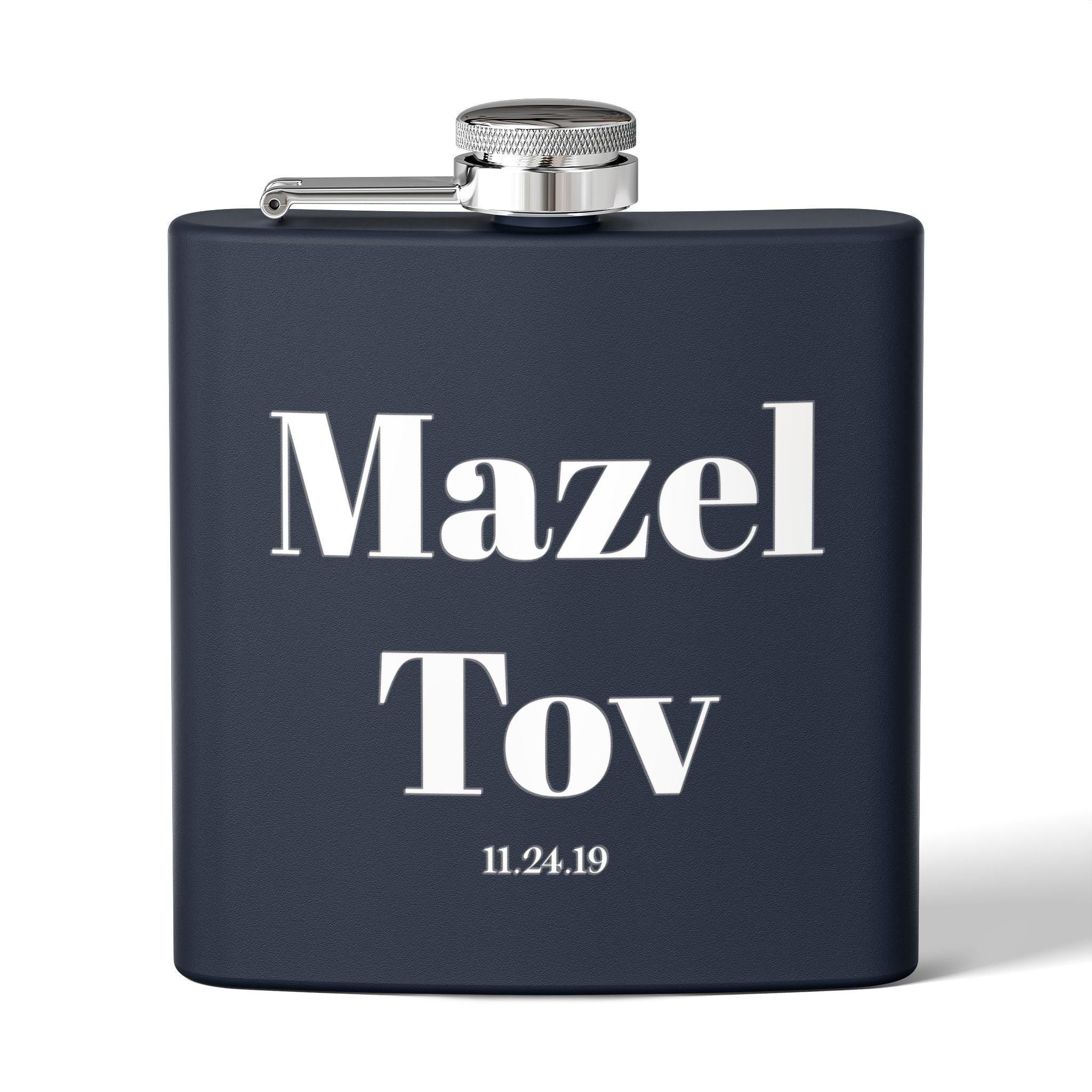 Mazel Tov Flask | Personalized Stainless Steel Jewish Wedding Gift