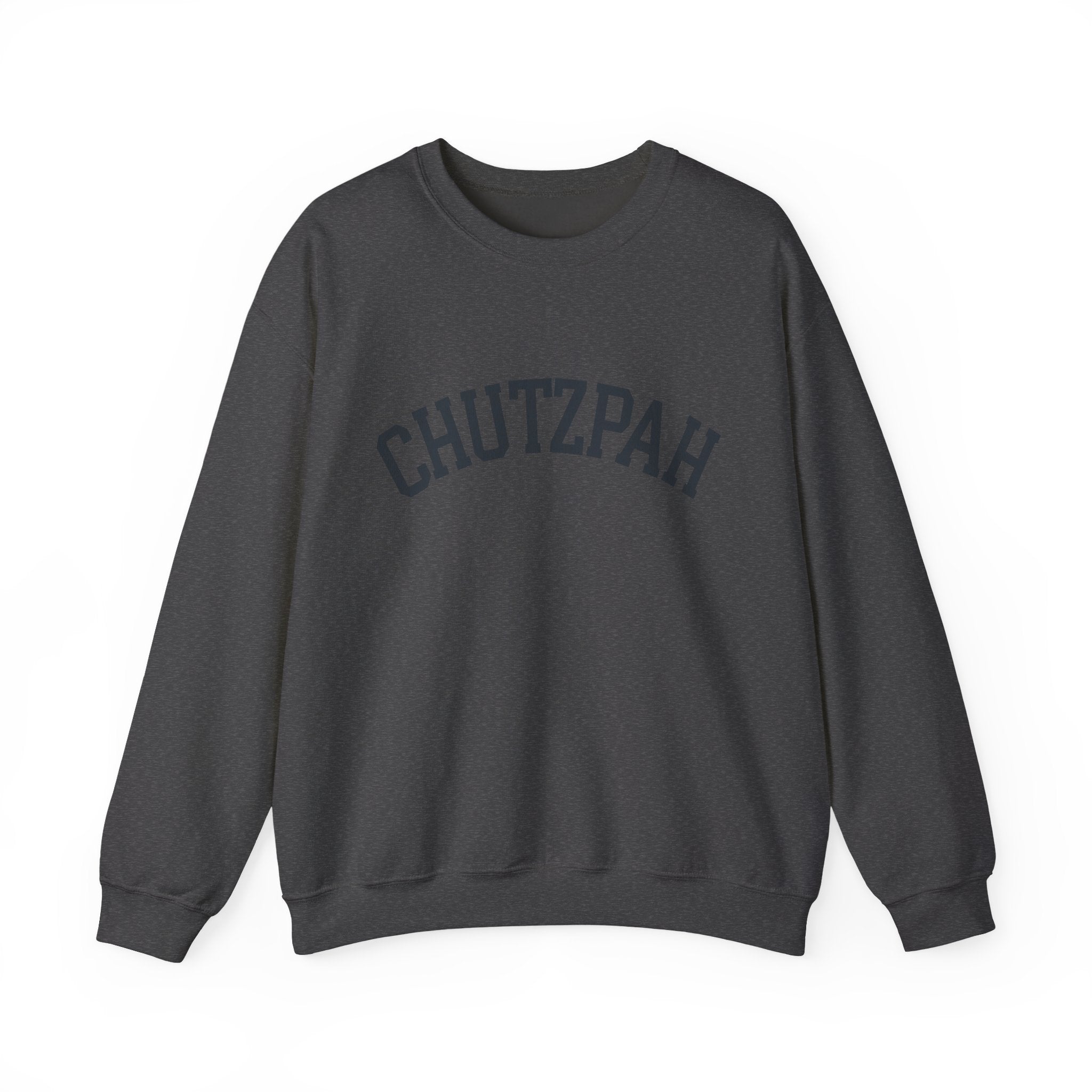 Chutzpah Sweatshirt White Crewneck, Yiddish Collegiate Lettering Jewish Pullover Gift