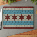 Chicago Flag Challah Board, Stained Glass Shabbat Plate, Jewish Judaica Art