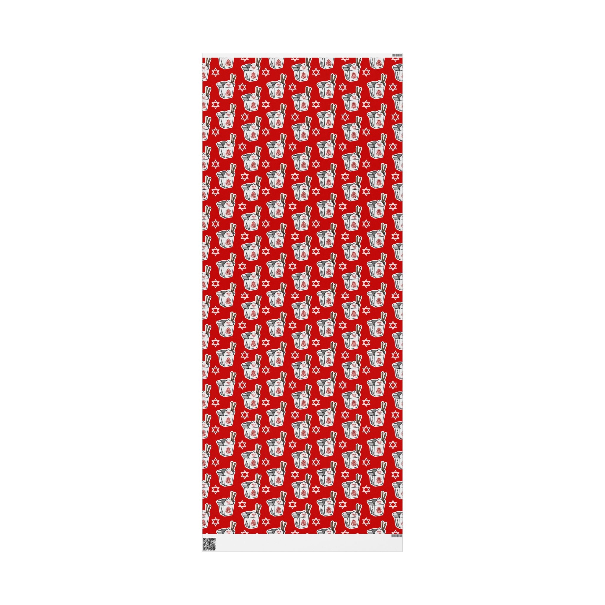 Jewish Christmas Wrapping Paper Chinese Food Design, Star of David Gift Wrap, Funny Hanukkah Holiday Paper