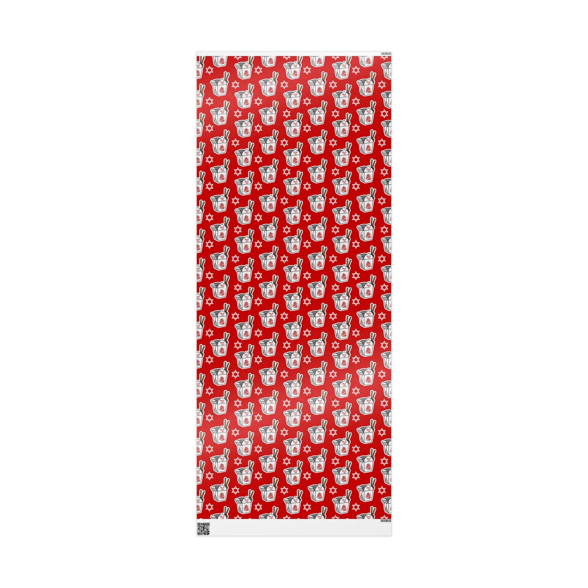 Funny Jewish Christmas Wrapping Paper, Chinese Food & Star of David Design