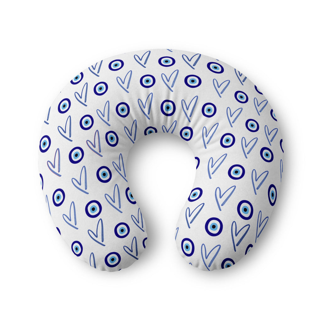 Evil Eye Nursing Pillow Cover, Jewish Baby Feeding Cover With Hearts, Modern Judaica Nursery Deco