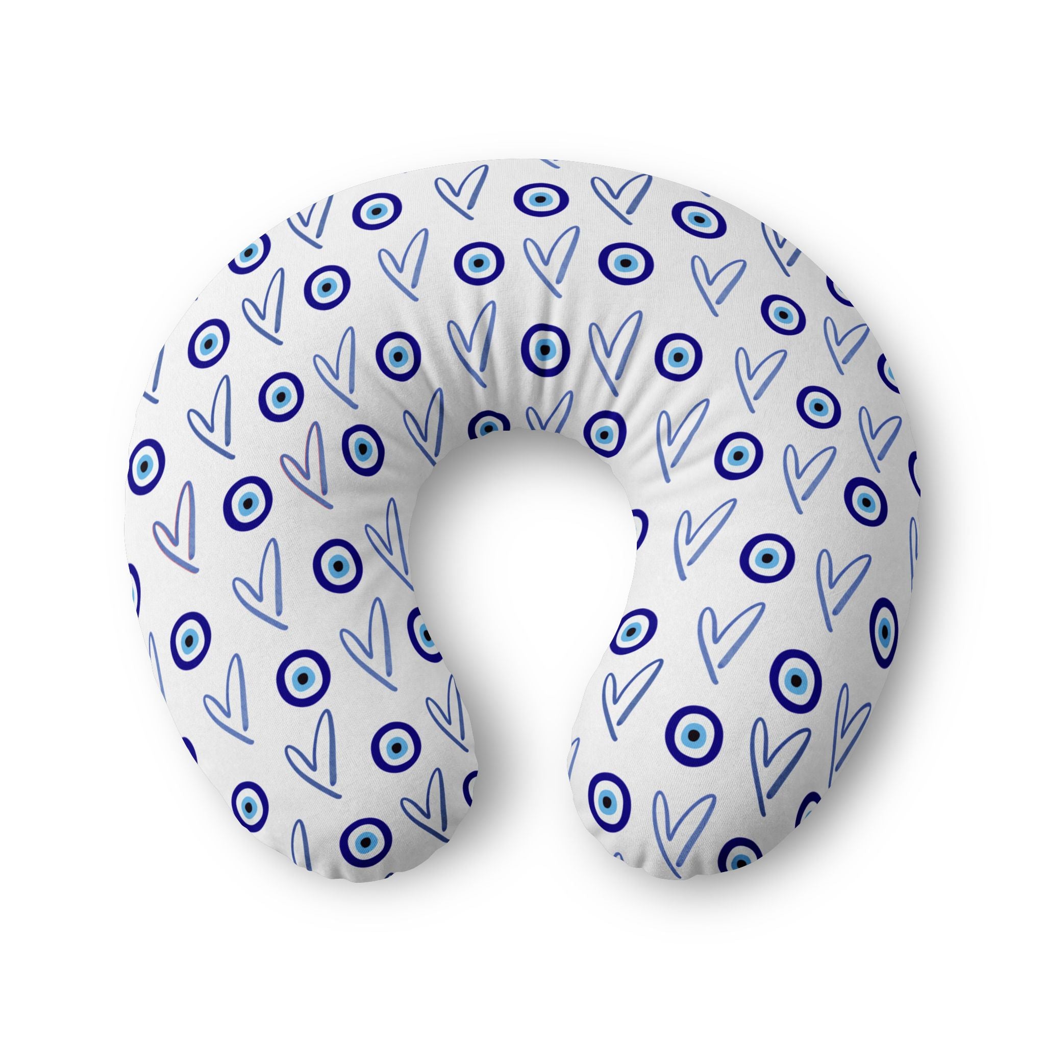 Evil Eye Nursing Pillow Cover, Jewish Baby Feeding Cover With Hearts, Modern Judaica Nursery Deco