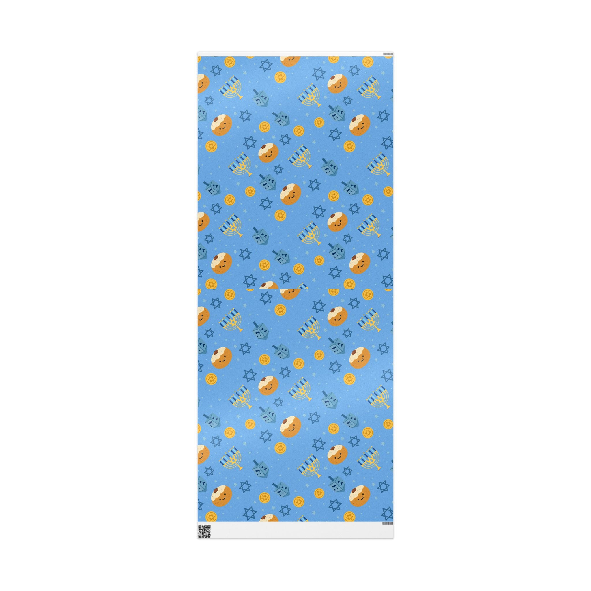 Blue Hanukkah Wrapping Paper Roll, Jewish Gift Wrap for Hanukkah Party Decor, Modern Judaica Present Wrap, Hostess Gift Packaging
