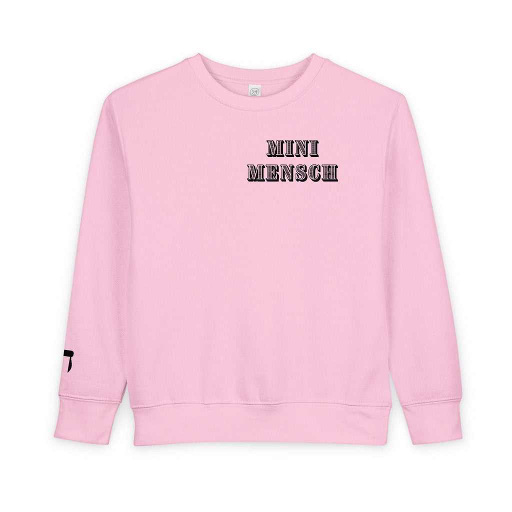 Toddler Mini Mensch Sweatshirt with Hebrew Chai Symbol, Kids Jumper