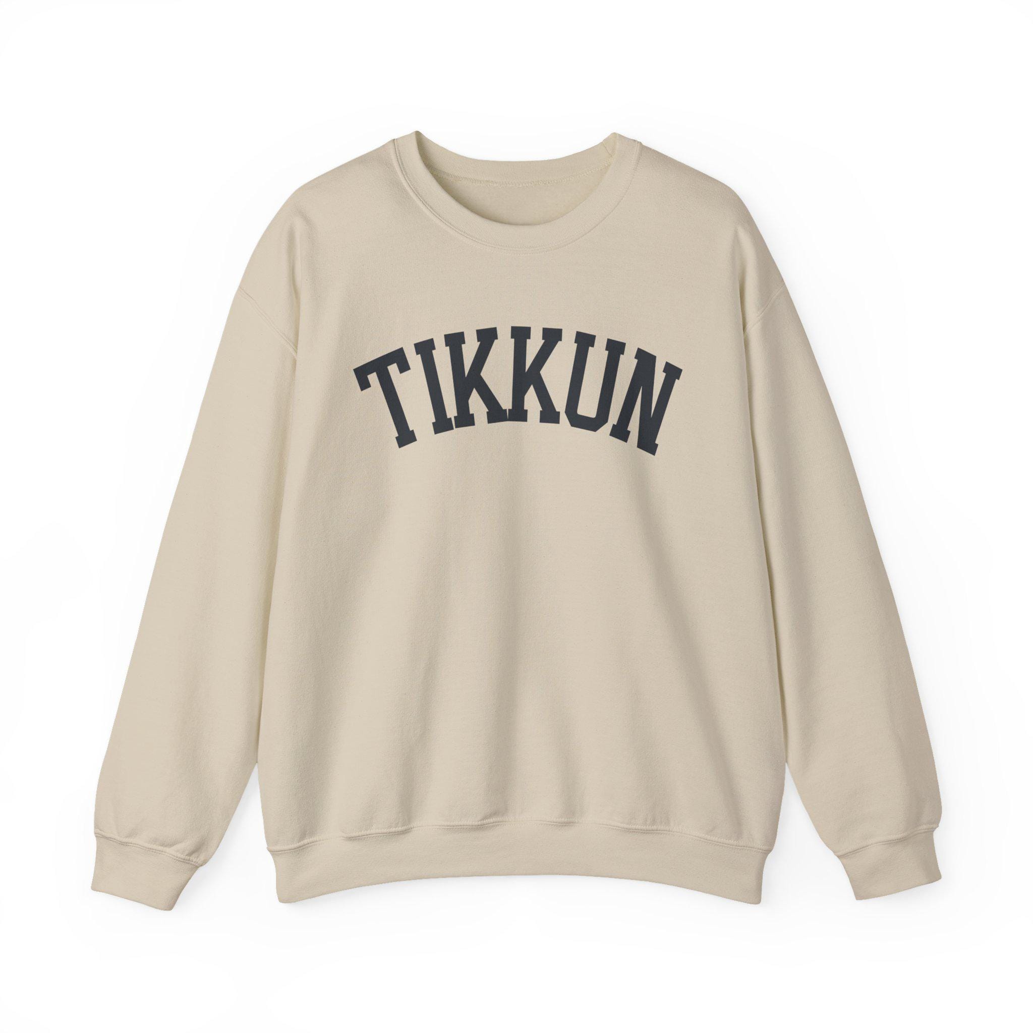 Tikkun Sweatshirt White Crewneck, Hebrew Jewish Minimalist Pullover Gift