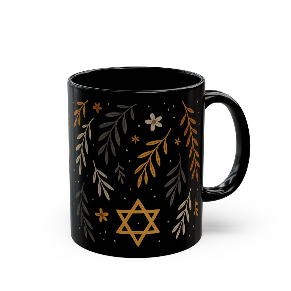 Jewish Floral Mug, Hanukkah Gift, Judaica Coffee Cup
