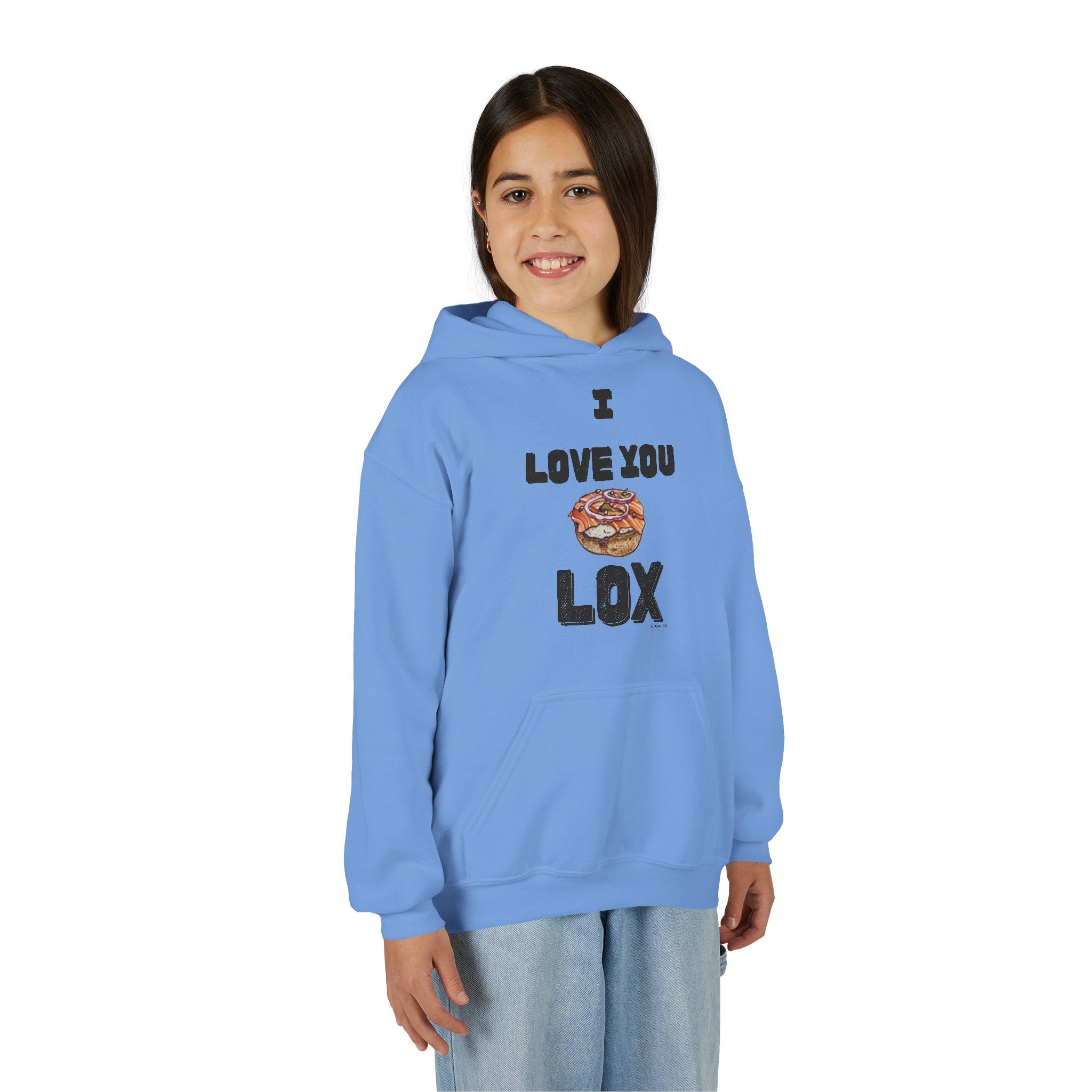 I Love You Lox Youth Hoodie Funny Jewish Food Sweatshirt, Hanukkah Gift for Kids and Bagel Lovers
