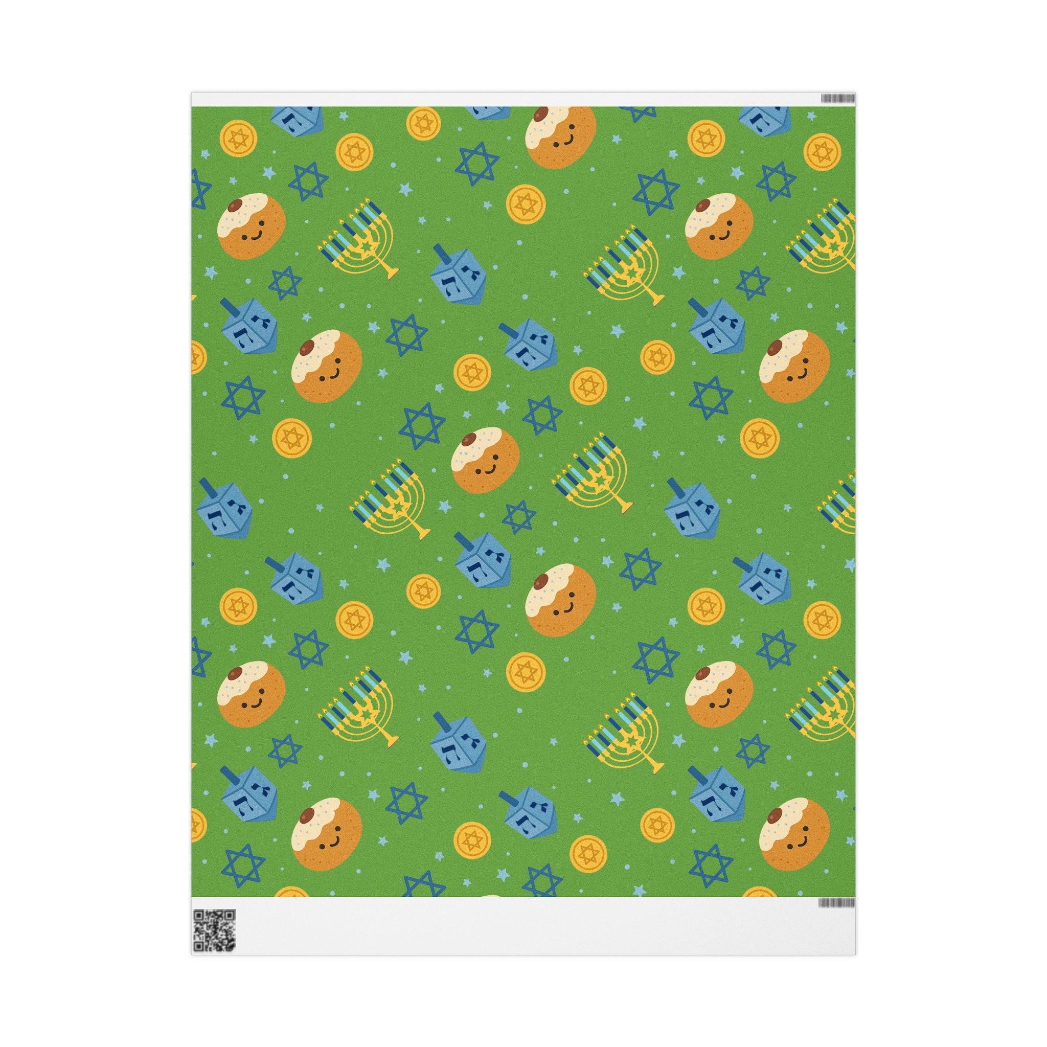 Green Hanukkah Wrapping Paper Roll, Jewish Gift Wrap for Hanukkah Decor, Modern Judaica Present Wrap, Hostess Gift Packaging