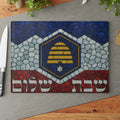 Utah Flag Challah Board Stained Glass Shabbat Plate, 11x15 Tempered Glass Judaica, Jewish Utah Wedding Gift
