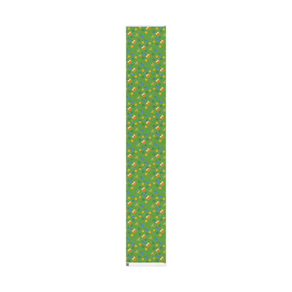 Green Hanukkah Wrapping Paper, Modern Judaica Gift Wrap, Fine Art Paper