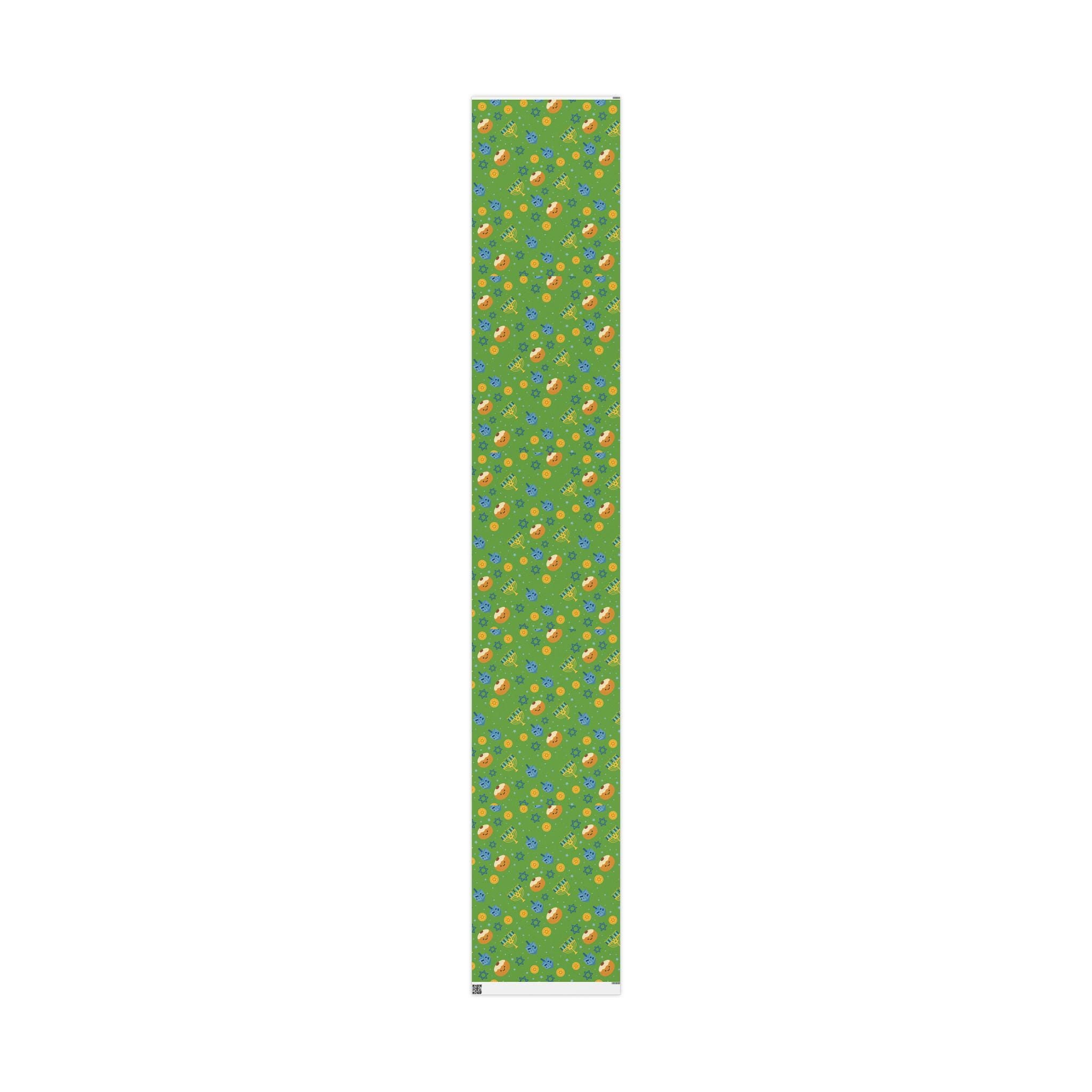 Green Hanukkah Wrapping Paper, Modern Judaica Gift Wrap, Fine Art Paper