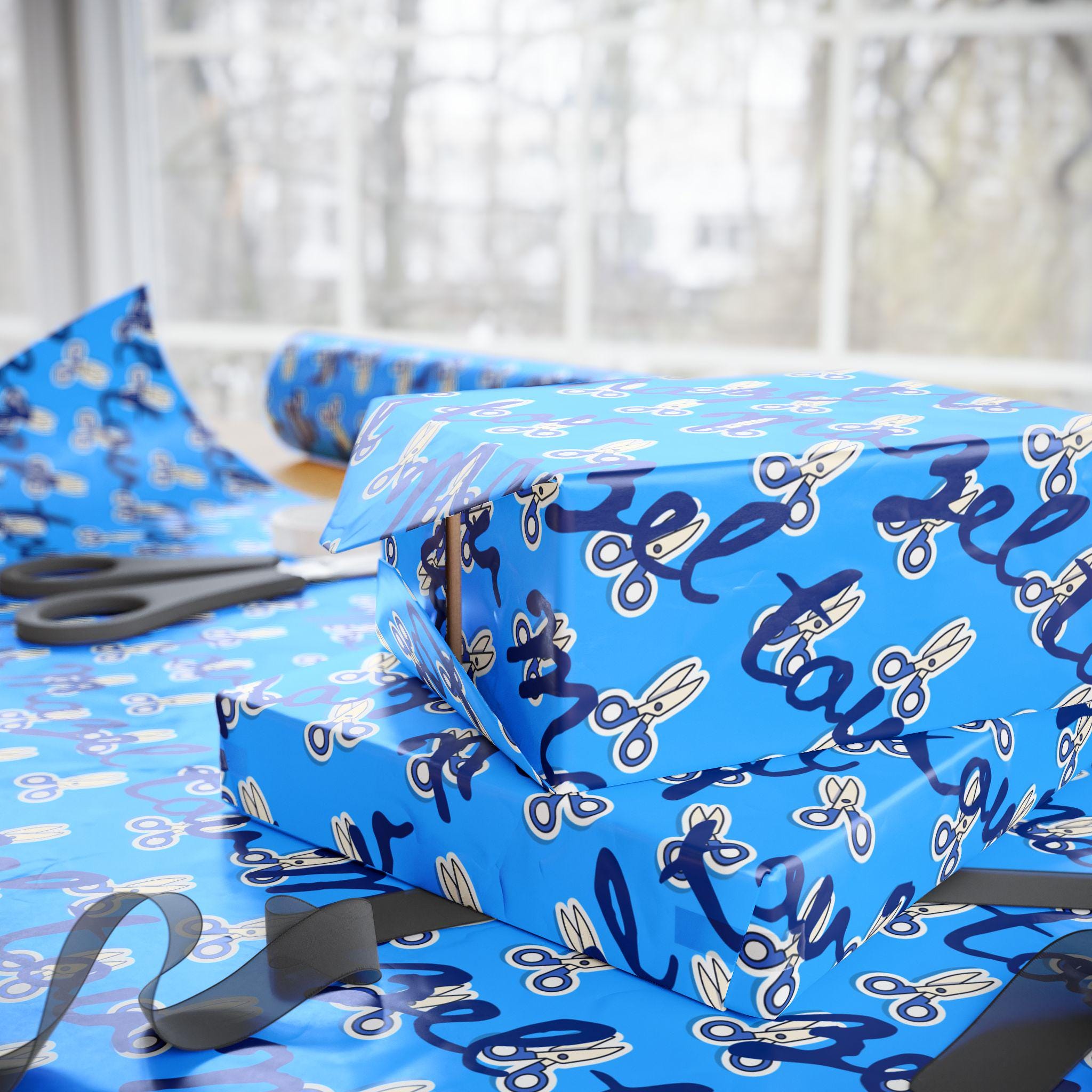 Brit Milah Wrapping Paper | Mazel Tov Scissors Gift Wrap (Jewish Celebration)