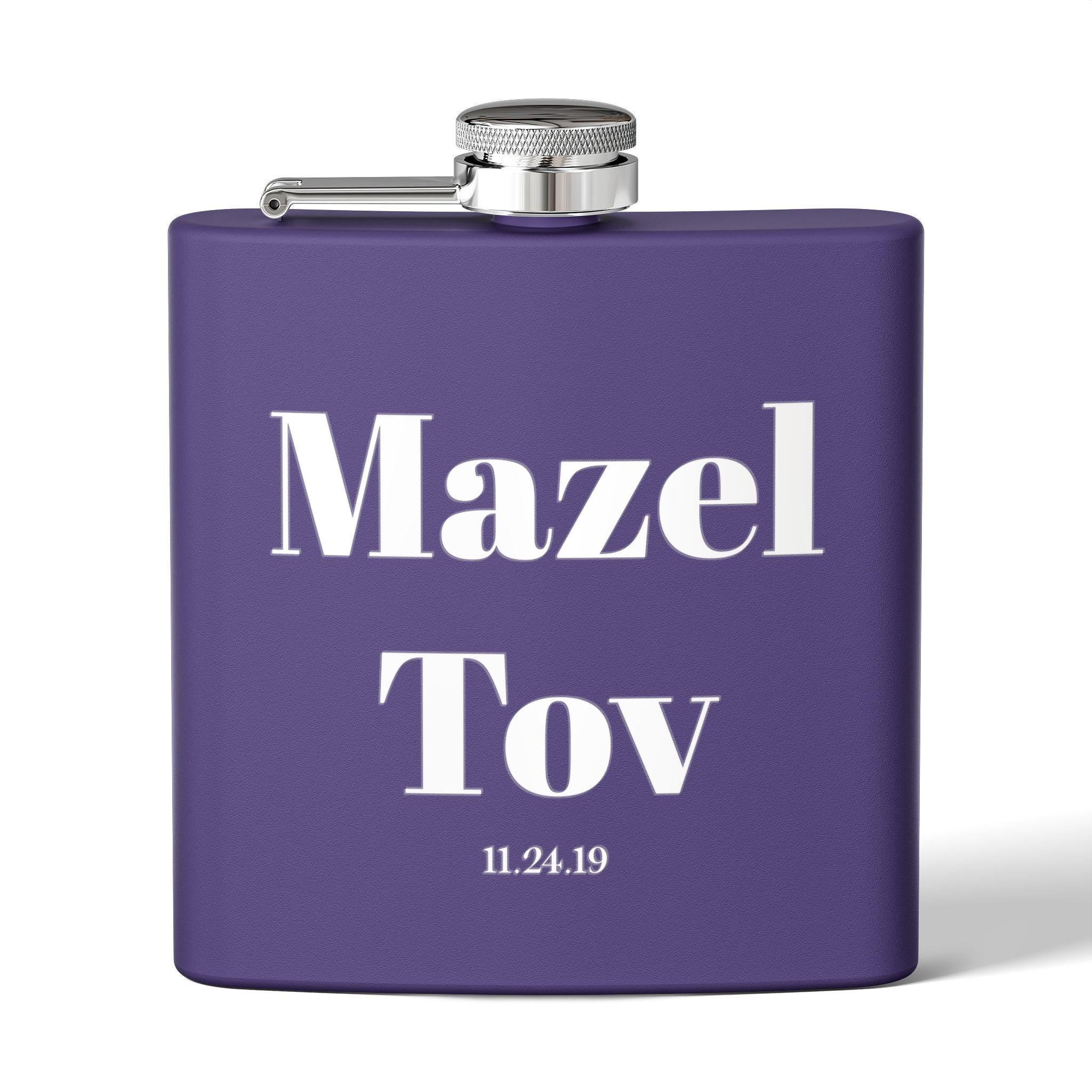 Mazel Tov Flask | Personalized Stainless Steel Jewish Wedding Gift