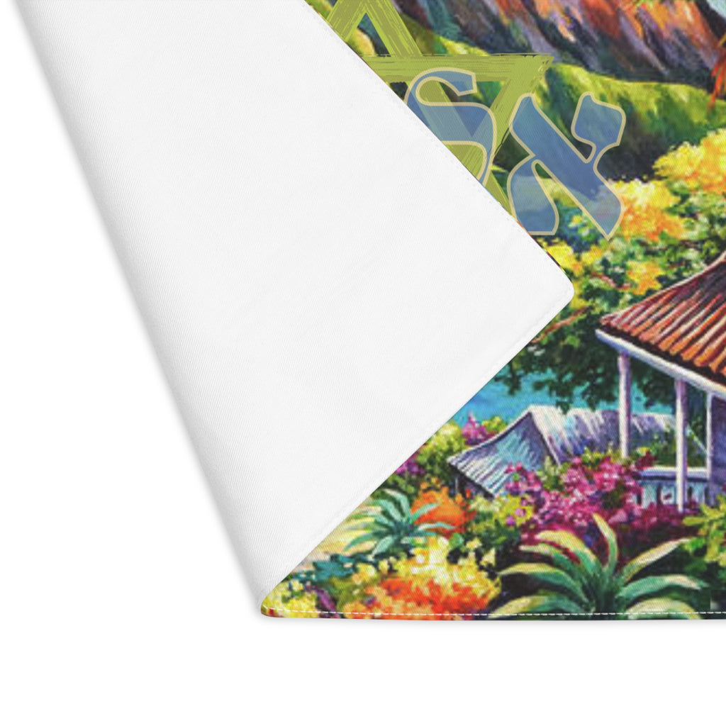 Aloha Hawaii Shabbat Shalom Challah Cover | Tropical Judaica | Hebrew Fabric Challah Cover | Shabbat Table Decor