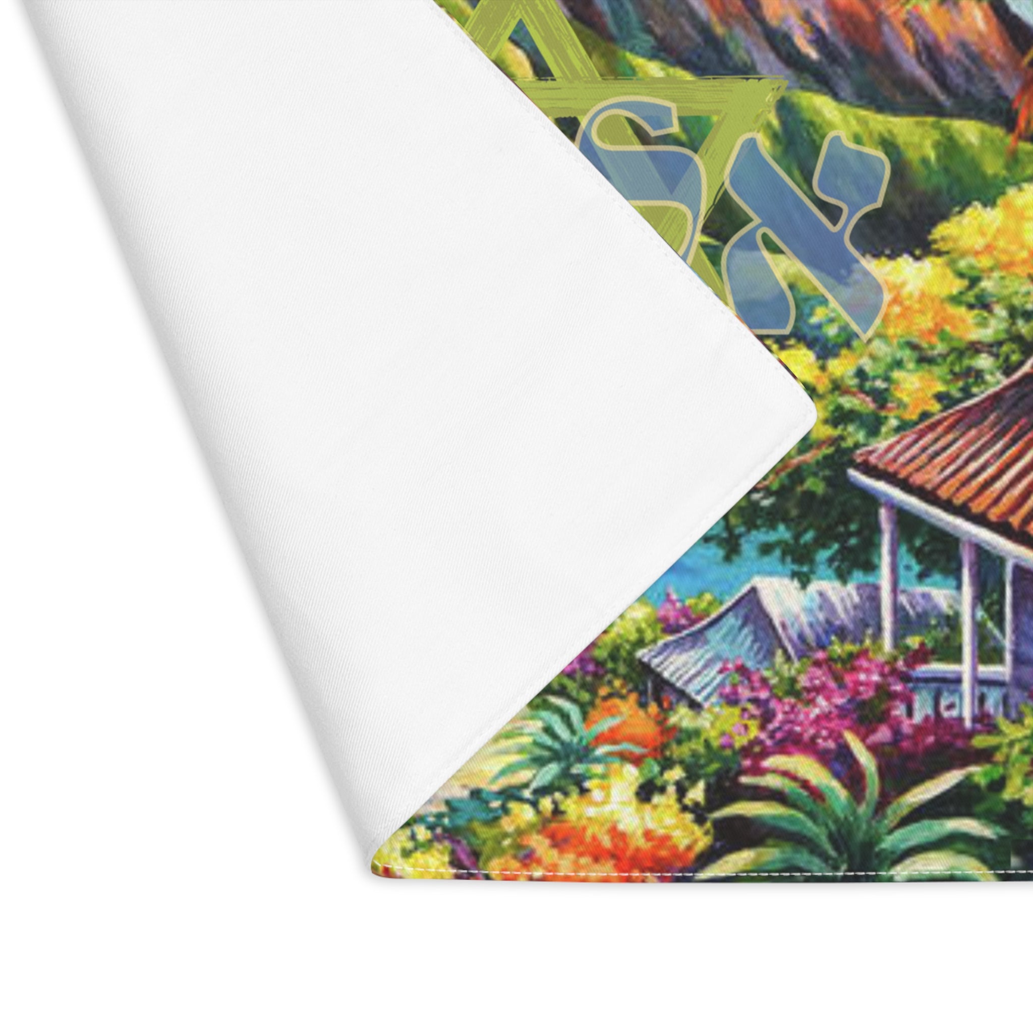 Aloha Hawaii Shabbat Shalom Challah Cover | Tropical Judaica | Hebrew Fabric Challah Cover | Shabbat Table Decor