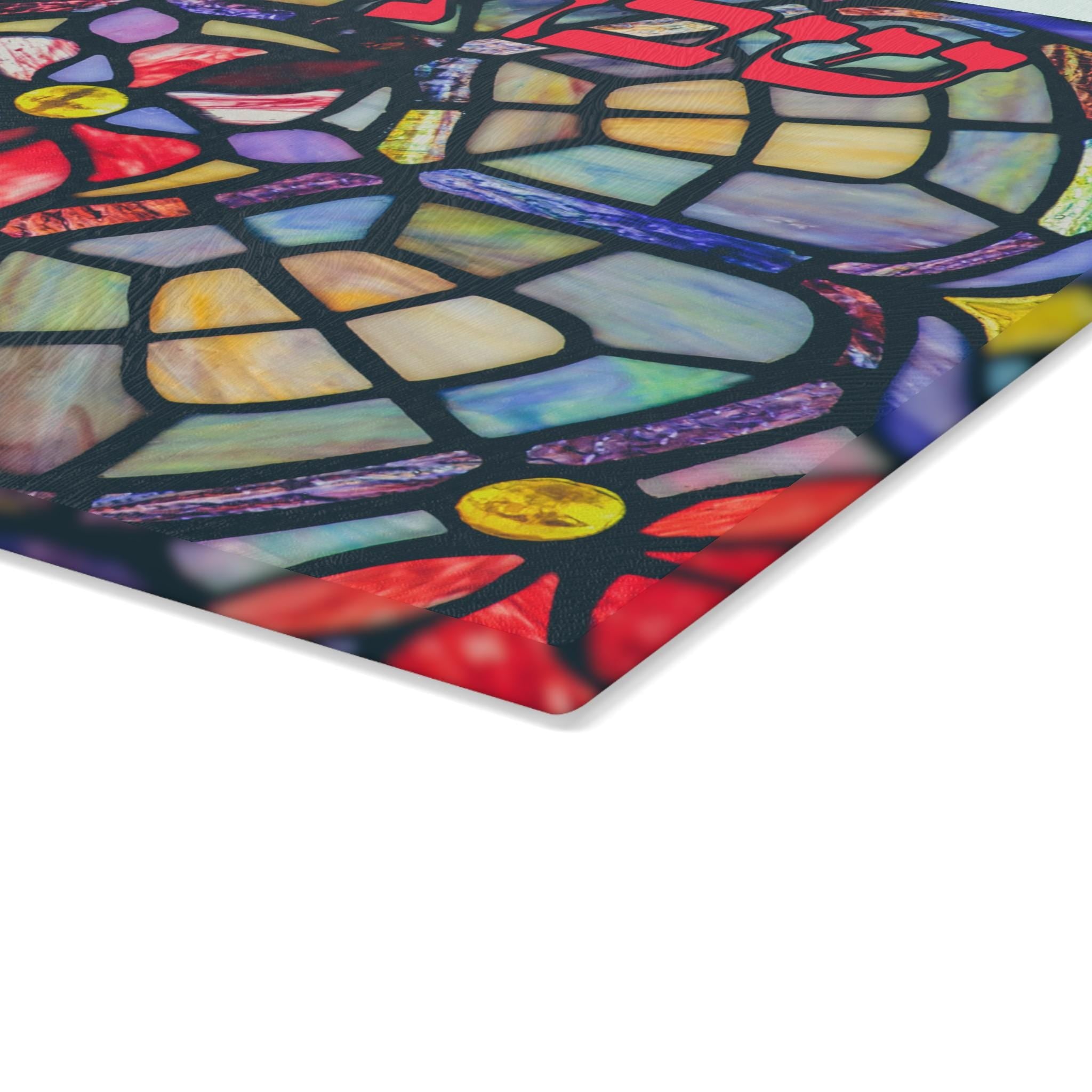 Tempered Glass Challah Board, Stained Glass Judaica Plate, Shabbat Hostess Gift