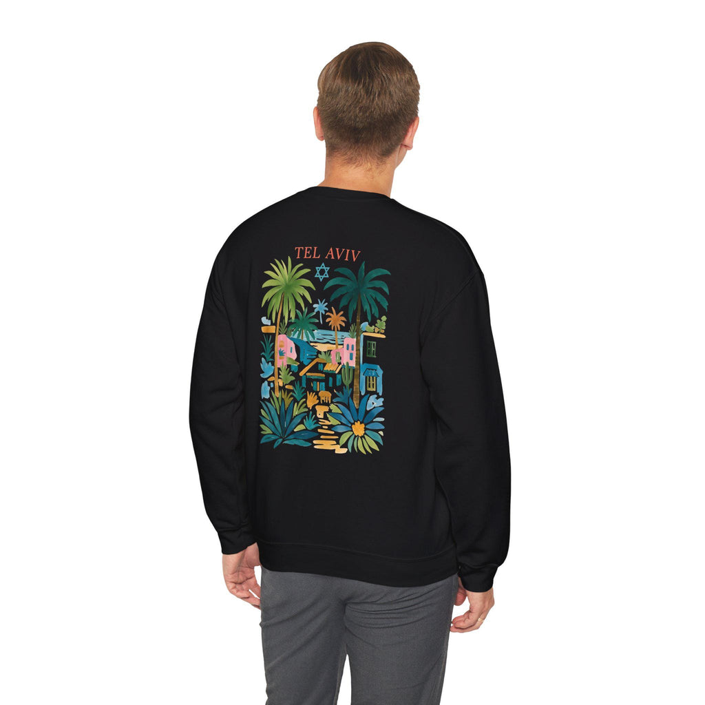Tel Aviv Beach Art Crewneck, Israel Tikkun Olam Sweatshirt, Jewish Gift