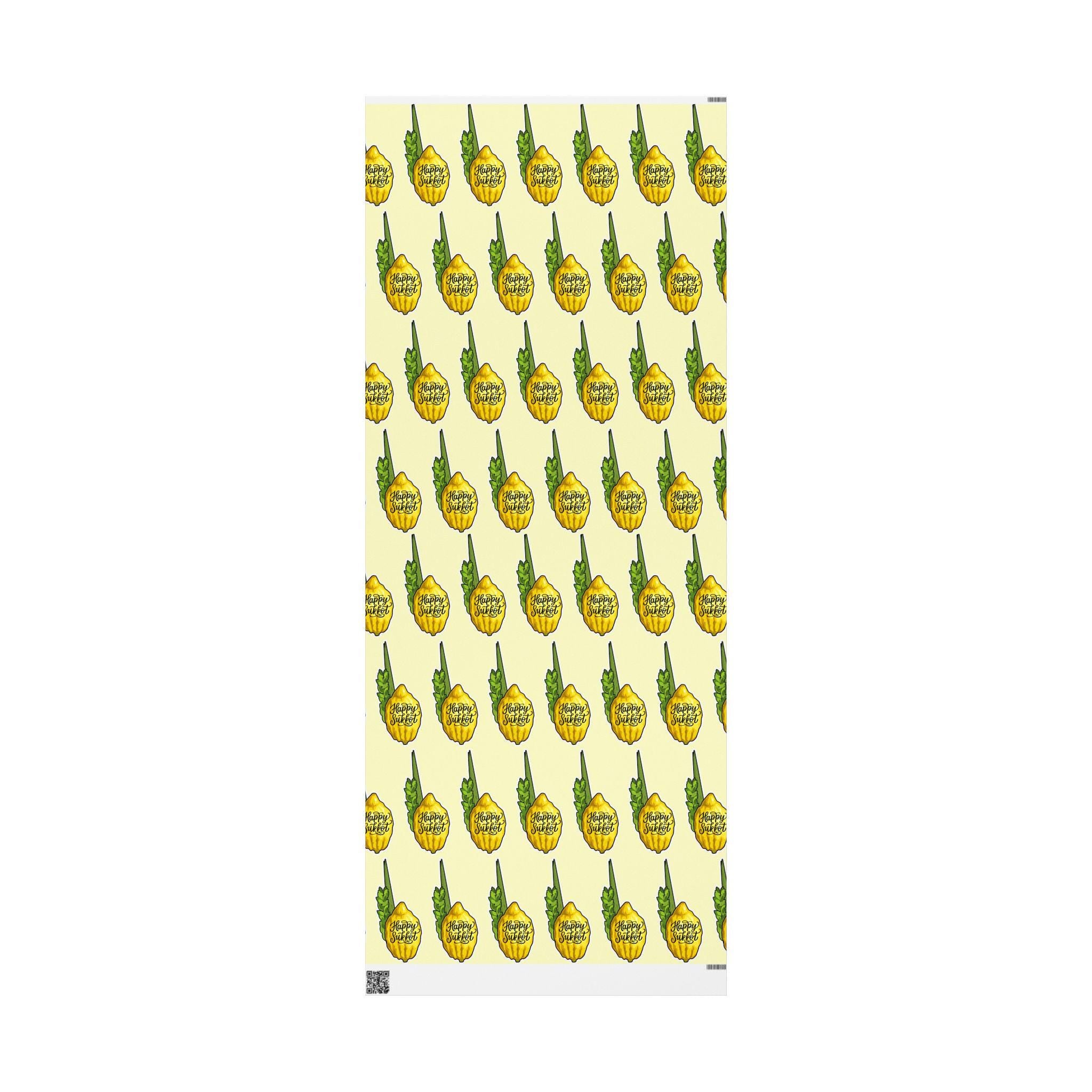 Etrog and Lulav Sukkot Wrapping Paper, Jewish Holiday Wrap