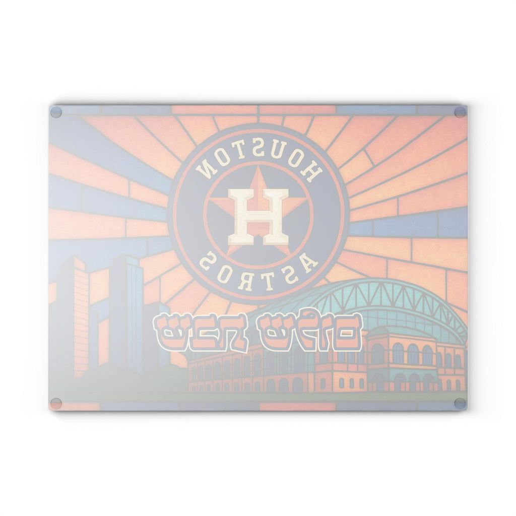 Houston Astros Challah Board, Stained Glass Shabbat Judaica, Skyline Stadium Gift