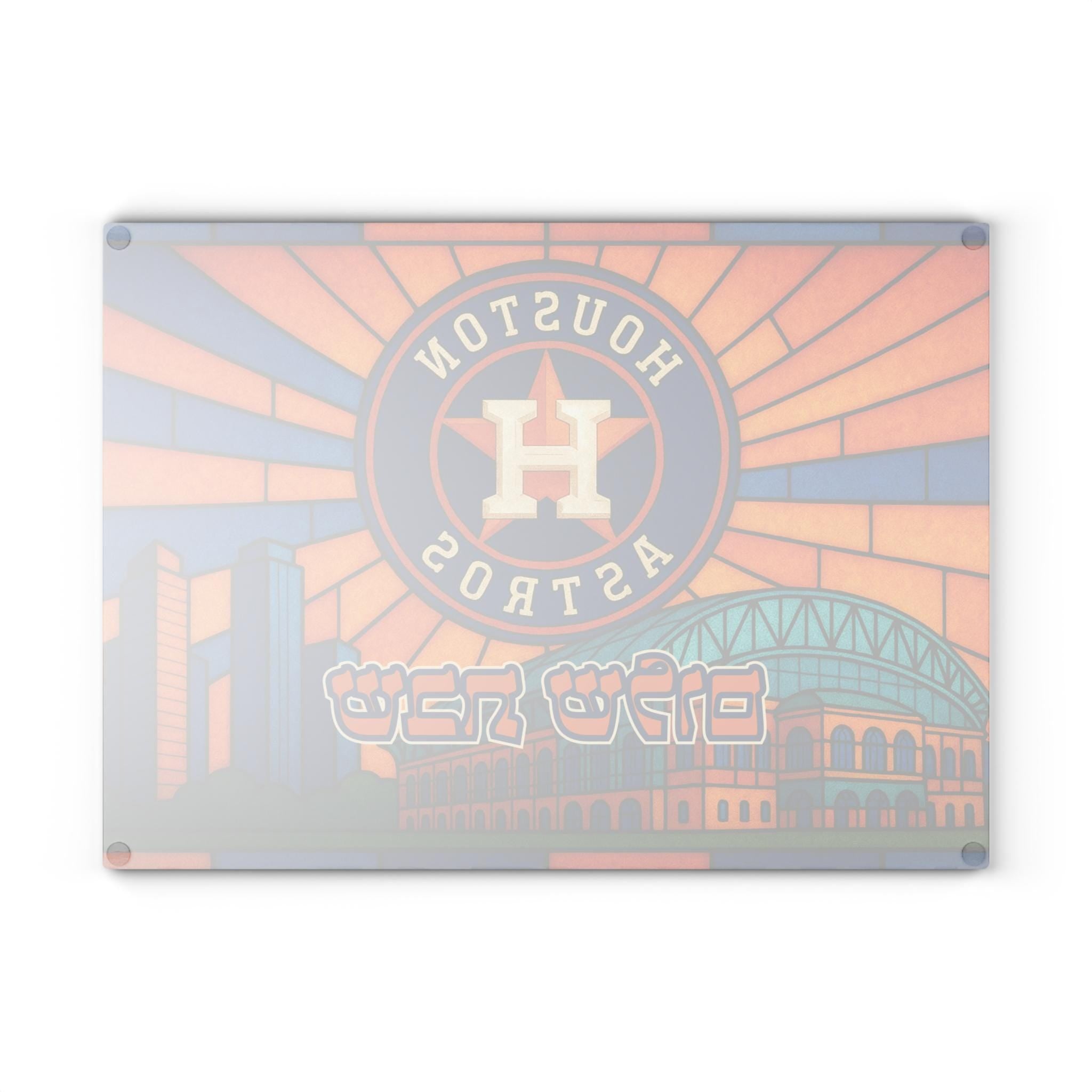 Houston Astros Challah Board, Stained Glass Shabbat Judaica, Skyline Stadium Gift