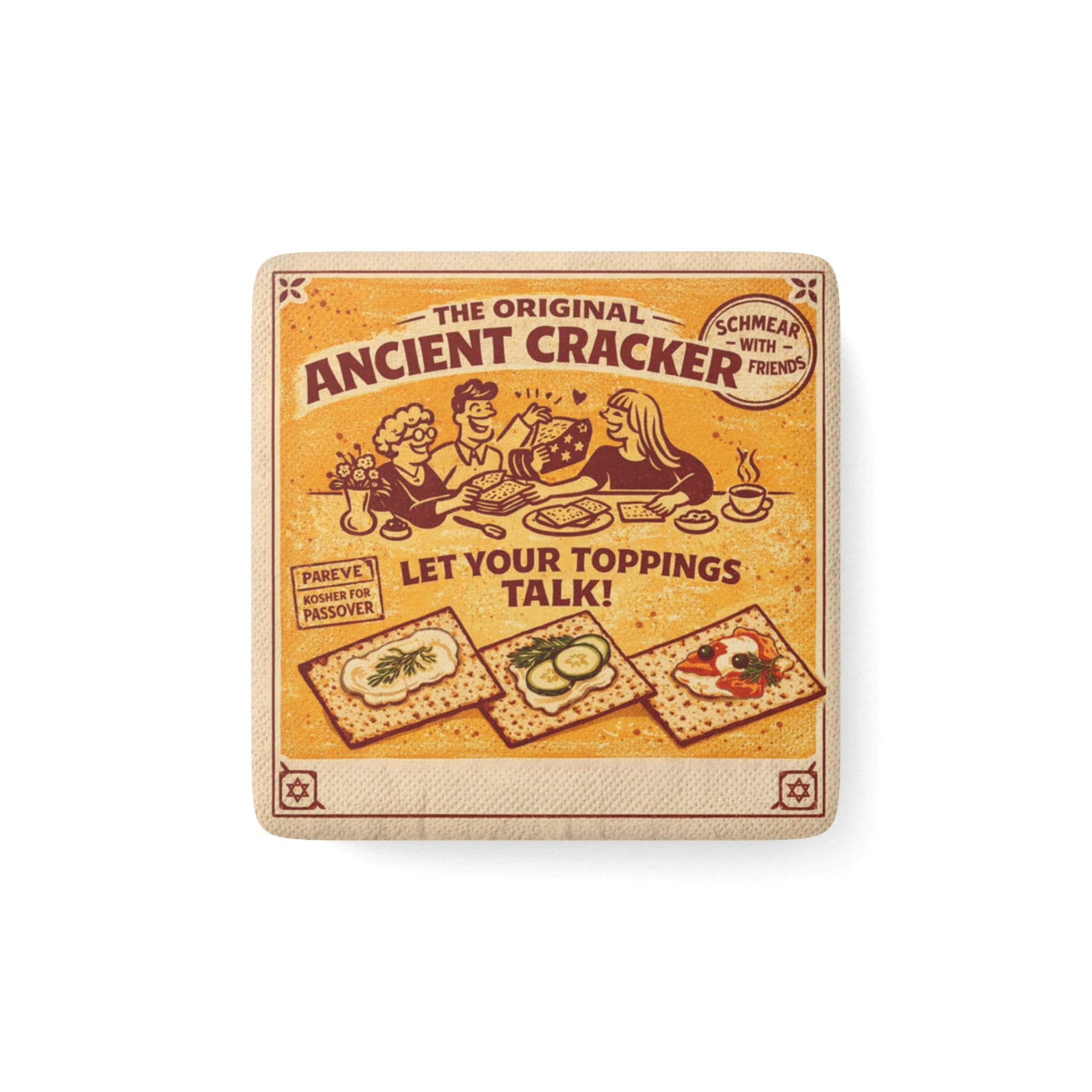 Vintage Matzah Magnet, Retro Jewish Kitchen Decor, Pesach Seder Tile