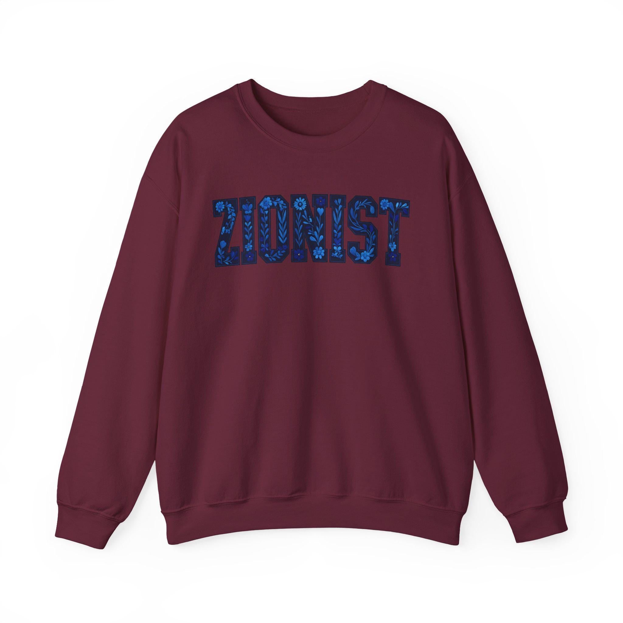 Floral Zionist Sweatshirt, Hebrew Pride Crewneck, Jewish Identity Apparel