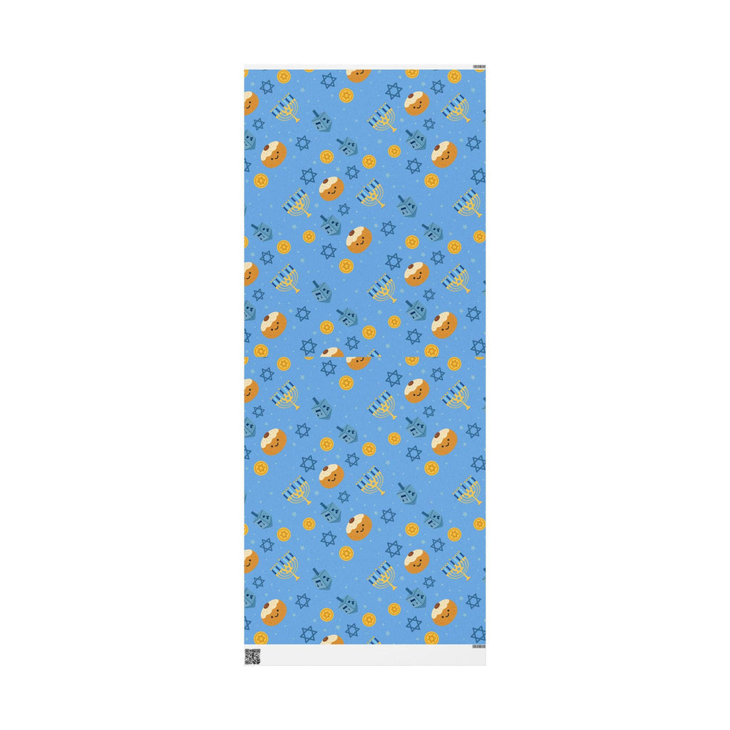 Blue Hanukkah Wrapping Paper, Modern Judaica Gift Wrap, Jewish Holiday Present Packaging