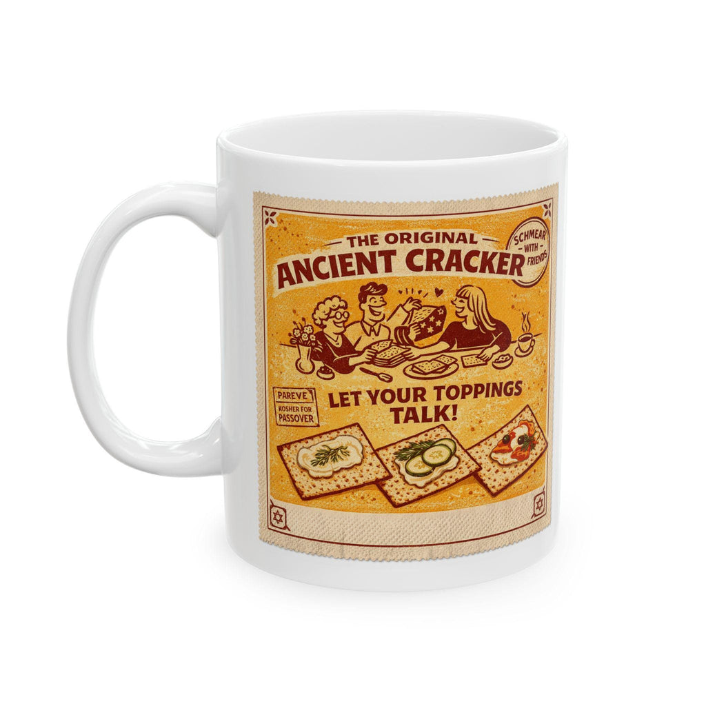 Vintage Ancient Cracker Illustration Mug, Retro Passover Coffee Cup