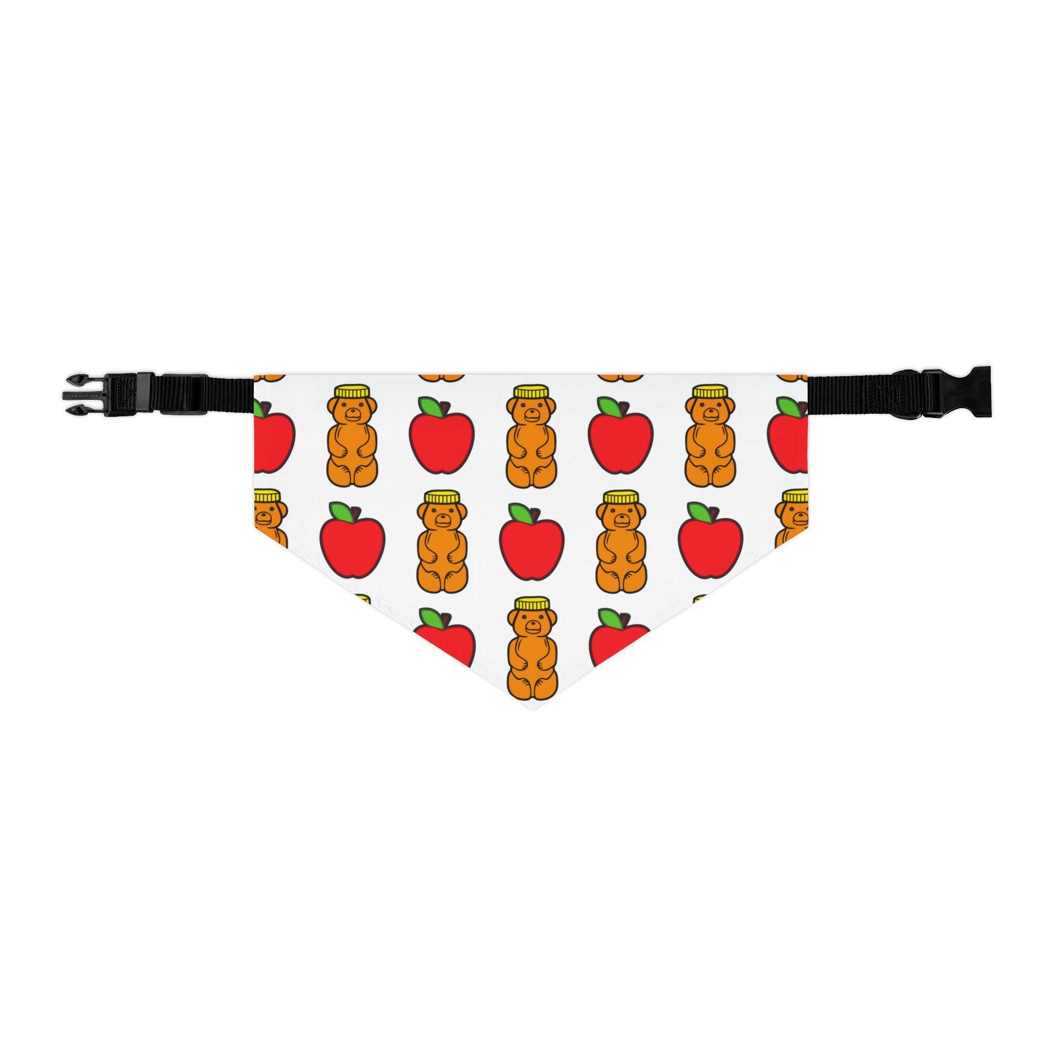 Rosh Hashanah Dog Bandana, Apple & Honey Print, Jewish Holiday Pet Scarf