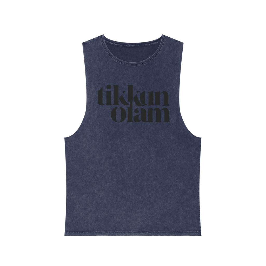 Tikkun Olam Stone Wash Tank Top, Vintage Hebrew Summer Shirt