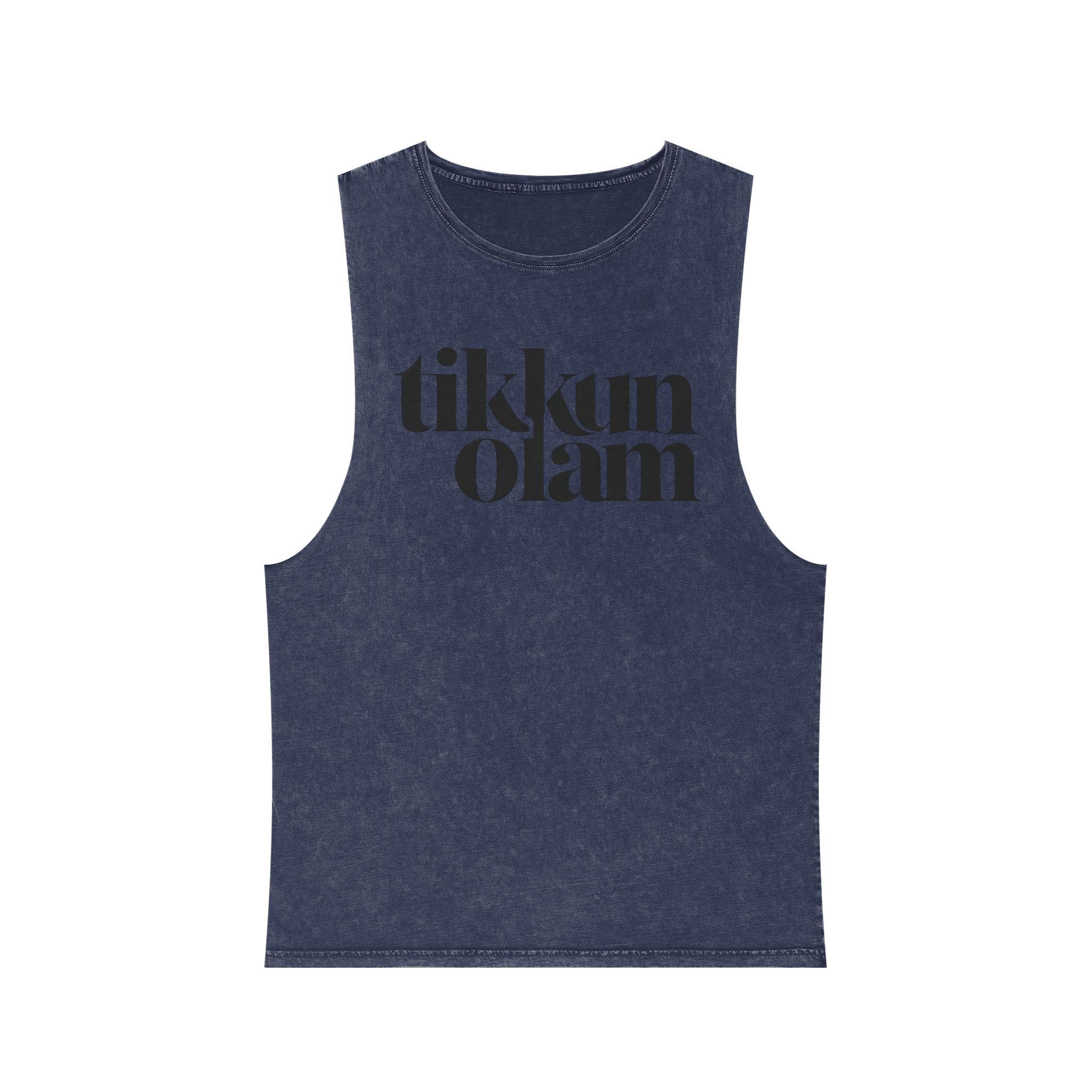 Tikkun Olam Stone Wash Tank Top, Vintage Hebrew Summer Shirt