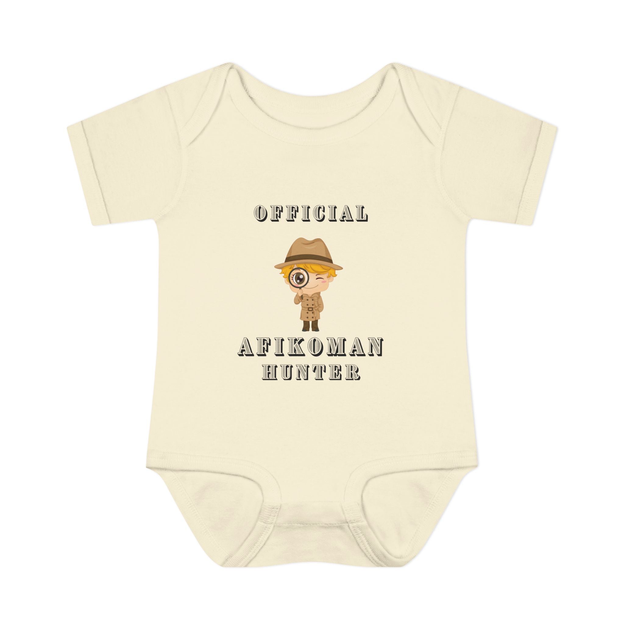 Official Afikoman Hunter Baby Bodysuit, Passover Infant Outfit, Pesach Seder Onesie, Jewish Baby Gift for First Seder