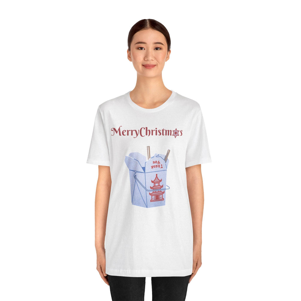 Merry Christmas Chinese Takeout Graphic Tee, Funny Holiday Foodie Shirt