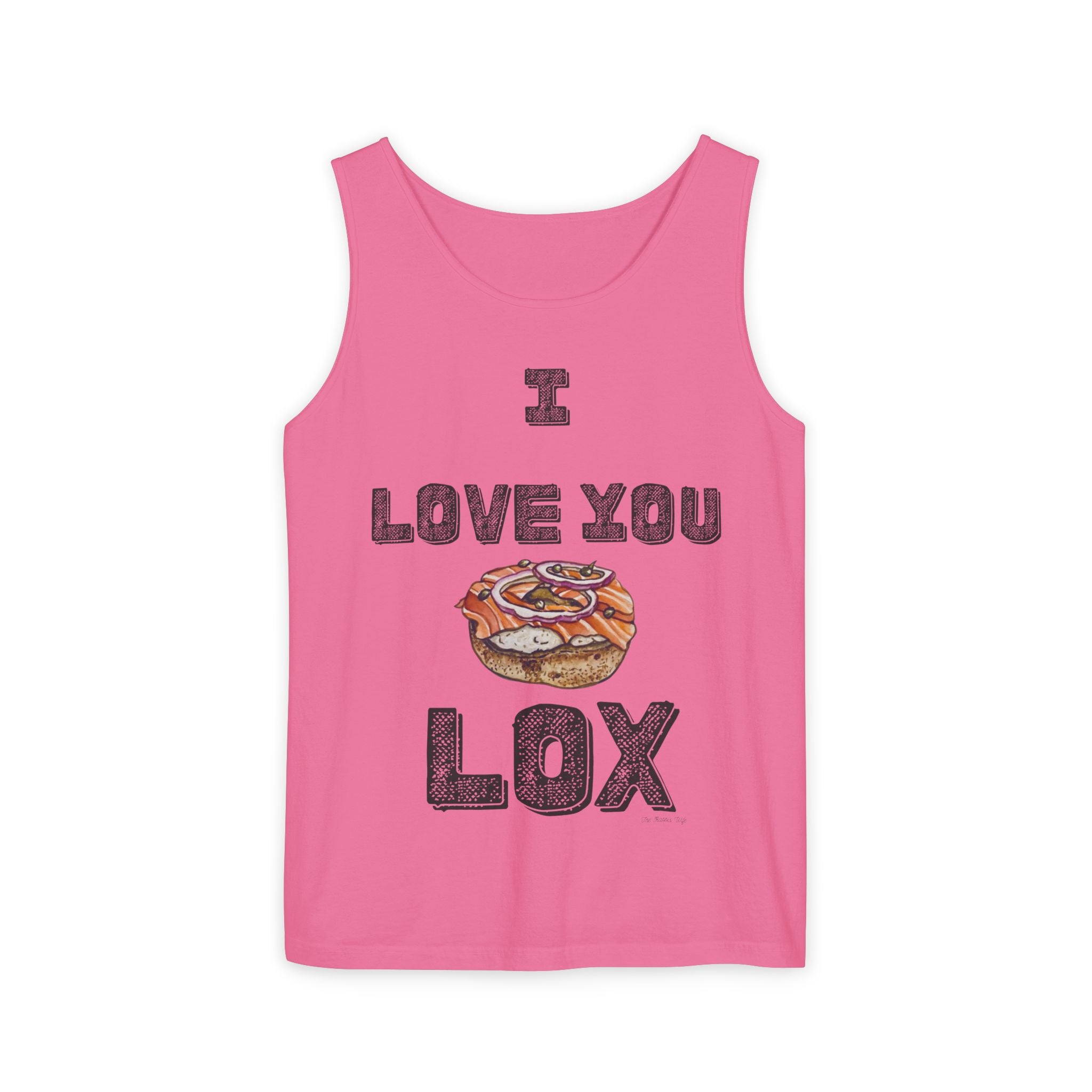 I Love You Lox Tank Top, Funny Jewish Foodie Shirt, Unisex Garment Dyed Summer Top, Bagel Lover Gift