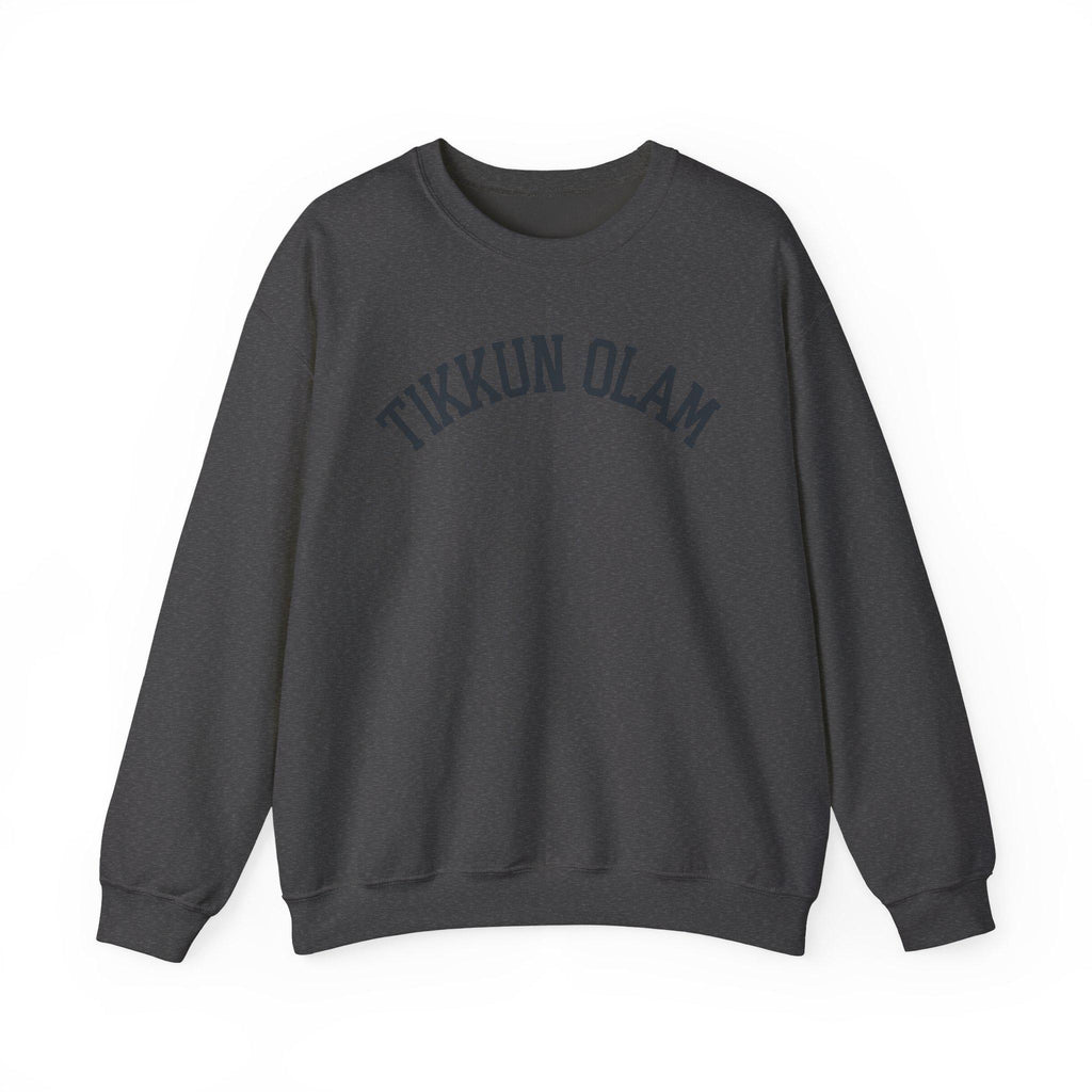Tikkun Olam Sweatshirt Hebrew Crewneck, Jewish Social Justice Embroidered Pullover Gift