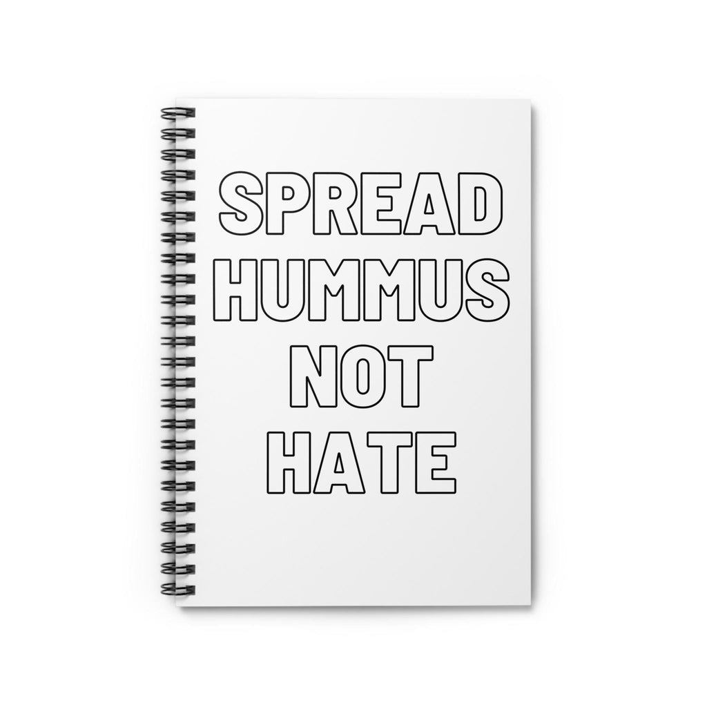 Spread Hummus Not Hate Spiral Notebook, Jewish Study Journal, 6x8 Ruled School Notebook Gift