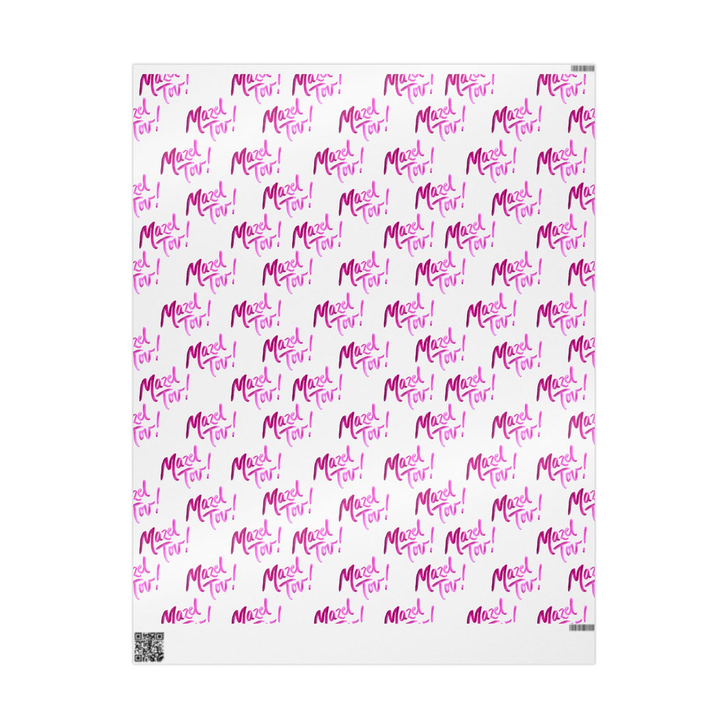 White and Pink Mazel Tov Wrapping Paper Roll, Jewish Gift Wrap for Baby Girl Naming Bat Mitzvah Wedding, Simcha Present Wrap