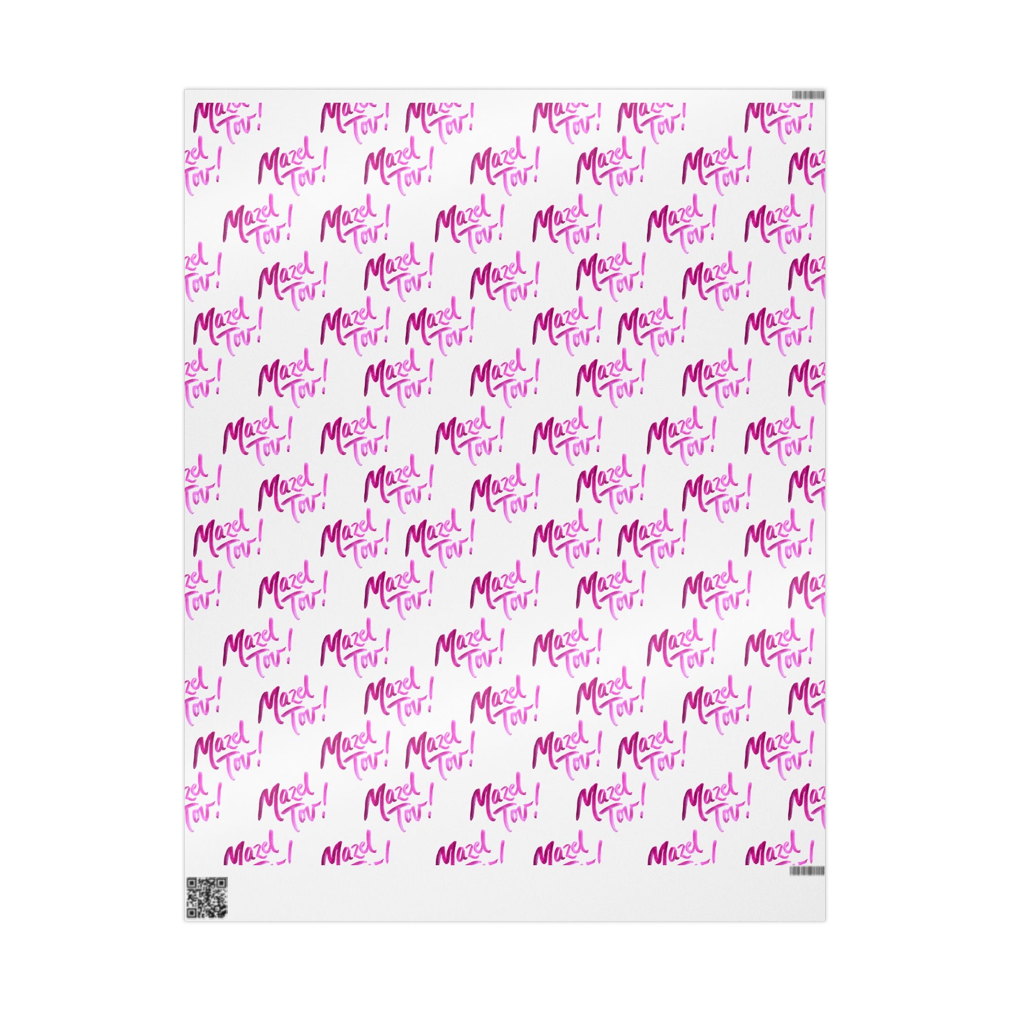 White and Pink Mazel Tov Wrapping Paper Roll, Jewish Gift Wrap for Baby Girl Naming Bat Mitzvah Wedding, Simcha Present Wrap