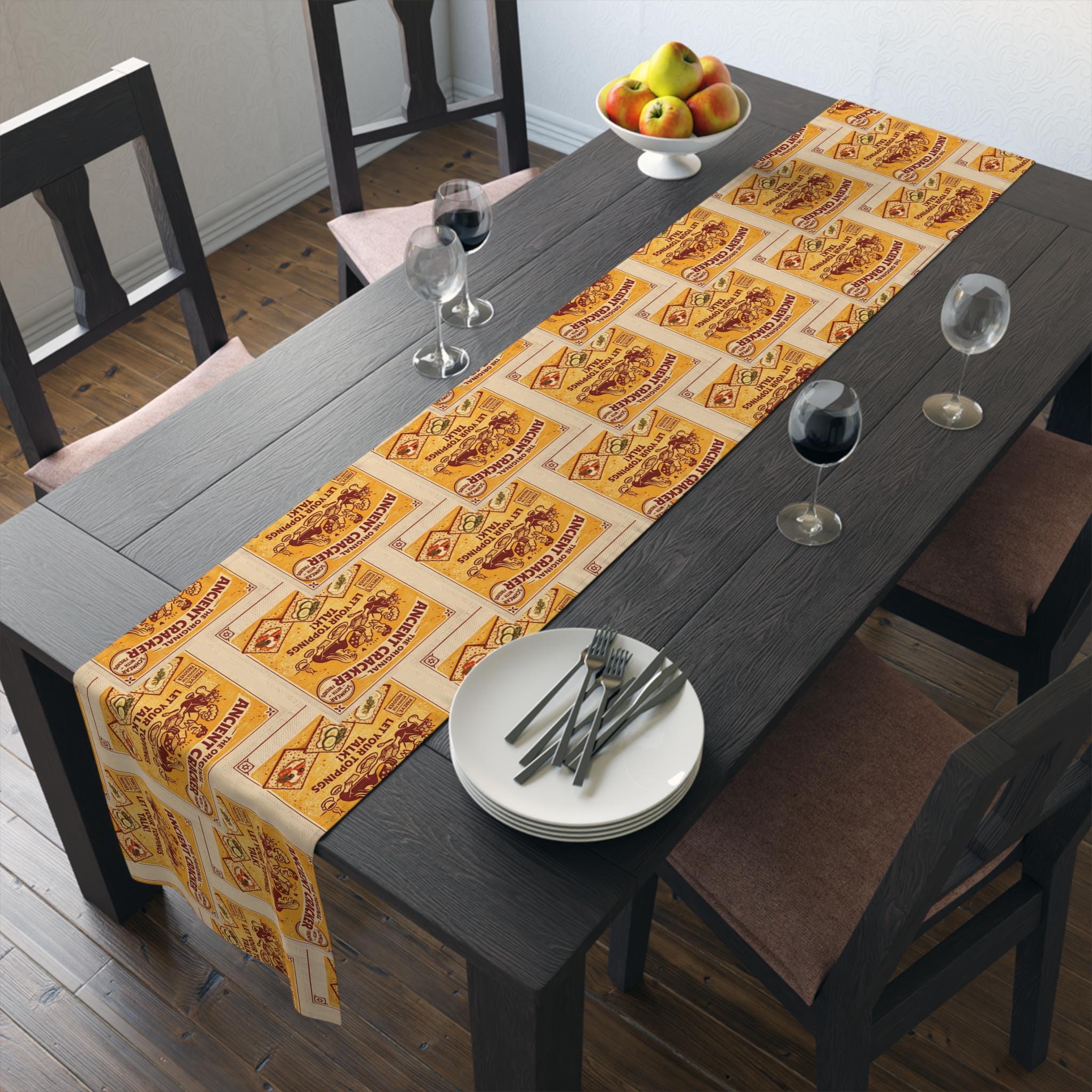 Passover Table Runner 16x90, Ancient Cracker Seder Decor, Vintage Matzah Design, Jewish Hostess Gift