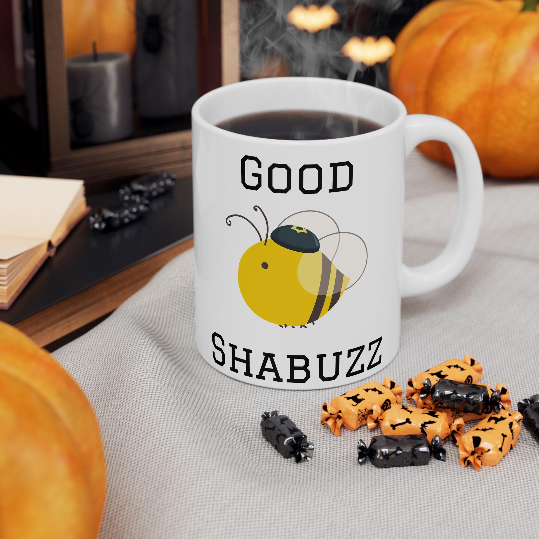 Good Shabuzz Bumble Bee Ceramic Mug, Funny Jewish Coffee Cup, Passover Seder Gift