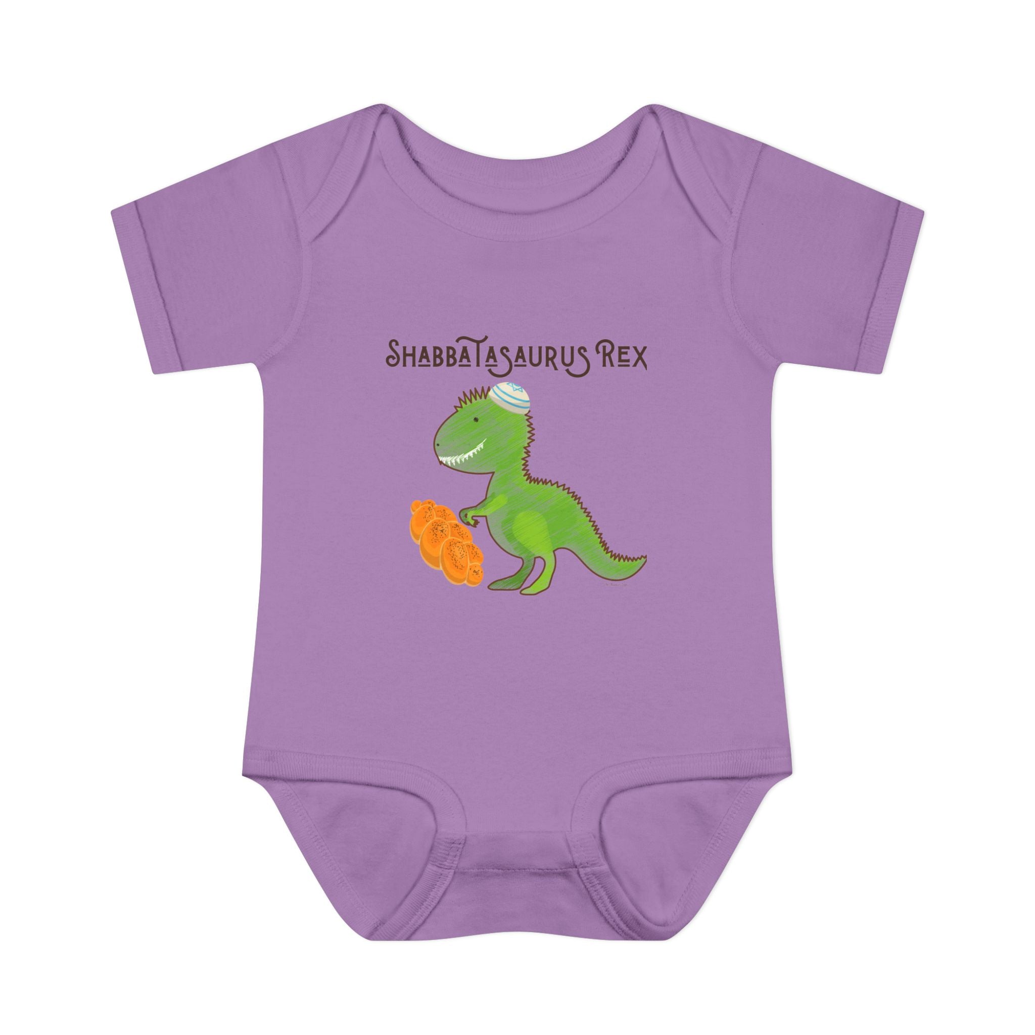 Shabbatasaurus Rex Infant Bodysuit | Dinosaur Shabbat Illustration