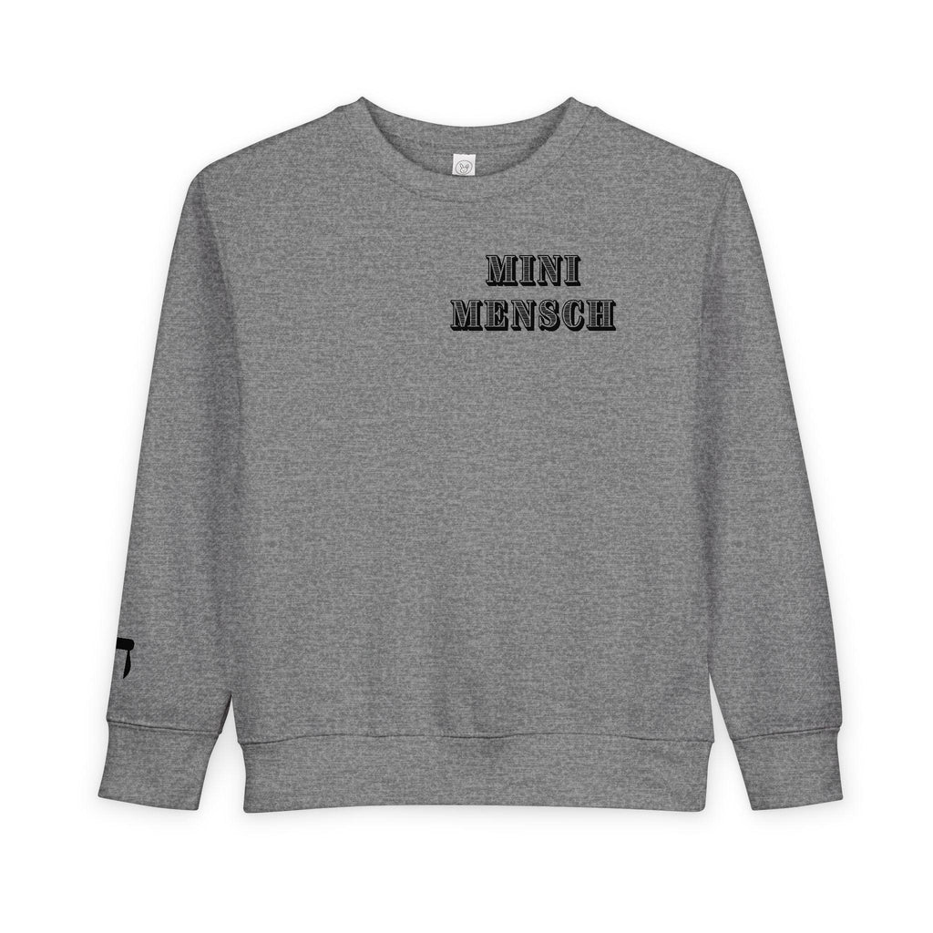 Toddler Mini Mensch Sweatshirt with Hebrew Chai Symbol, Kids Jumper