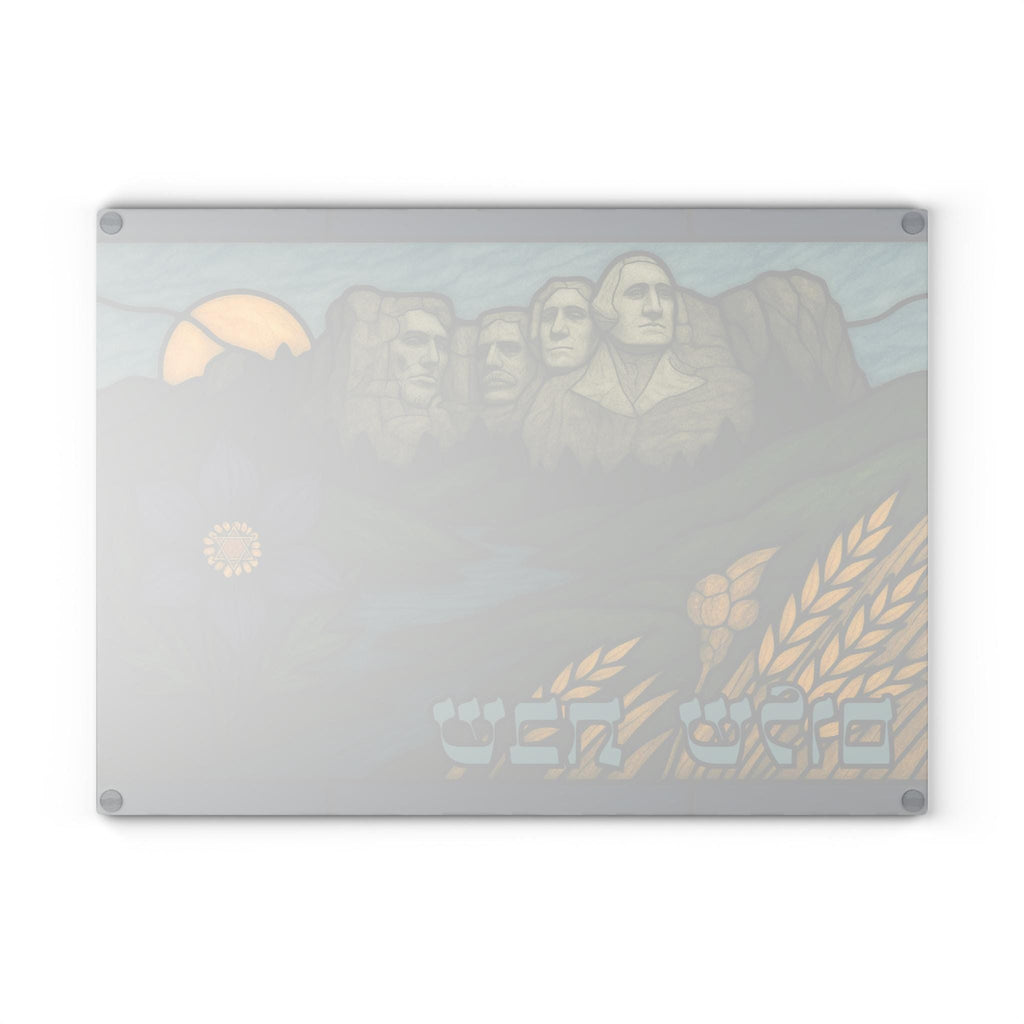 South Dakota Mount Rushmore Challah Board, Tempered Glass Shabbat Tray