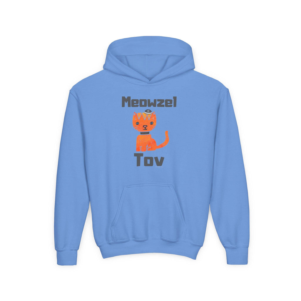 Meowel Tov Youth Hoodie Funny Jewish Cat Sweatshirt, Mazel Tov Hanukkah Gift for Kids