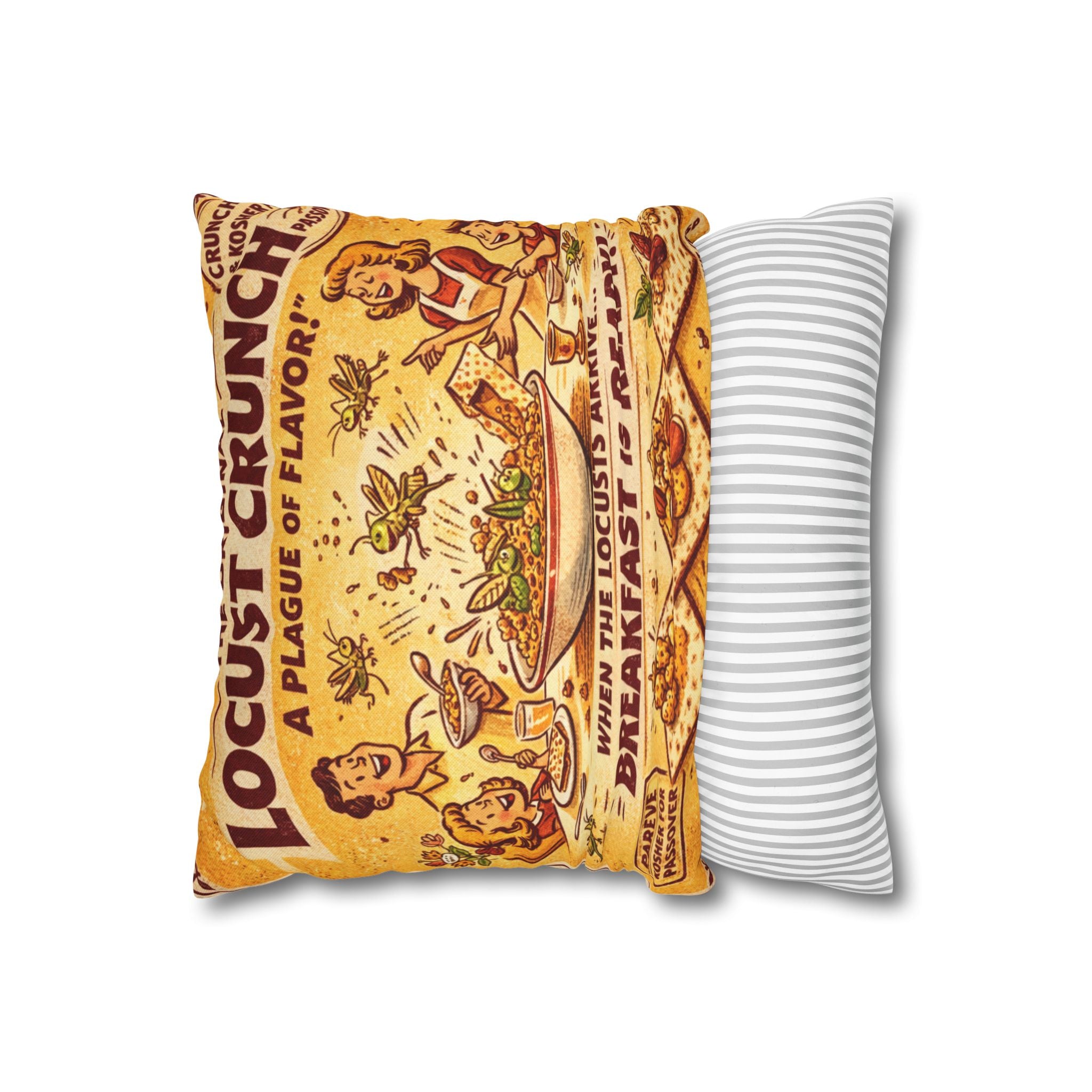 Passover Matzah plague locust Decorative Pillow Cover, Vintage Jewish Kitchen Art Cushion Case, Seder Hostess Gift, Holiday Home Decor