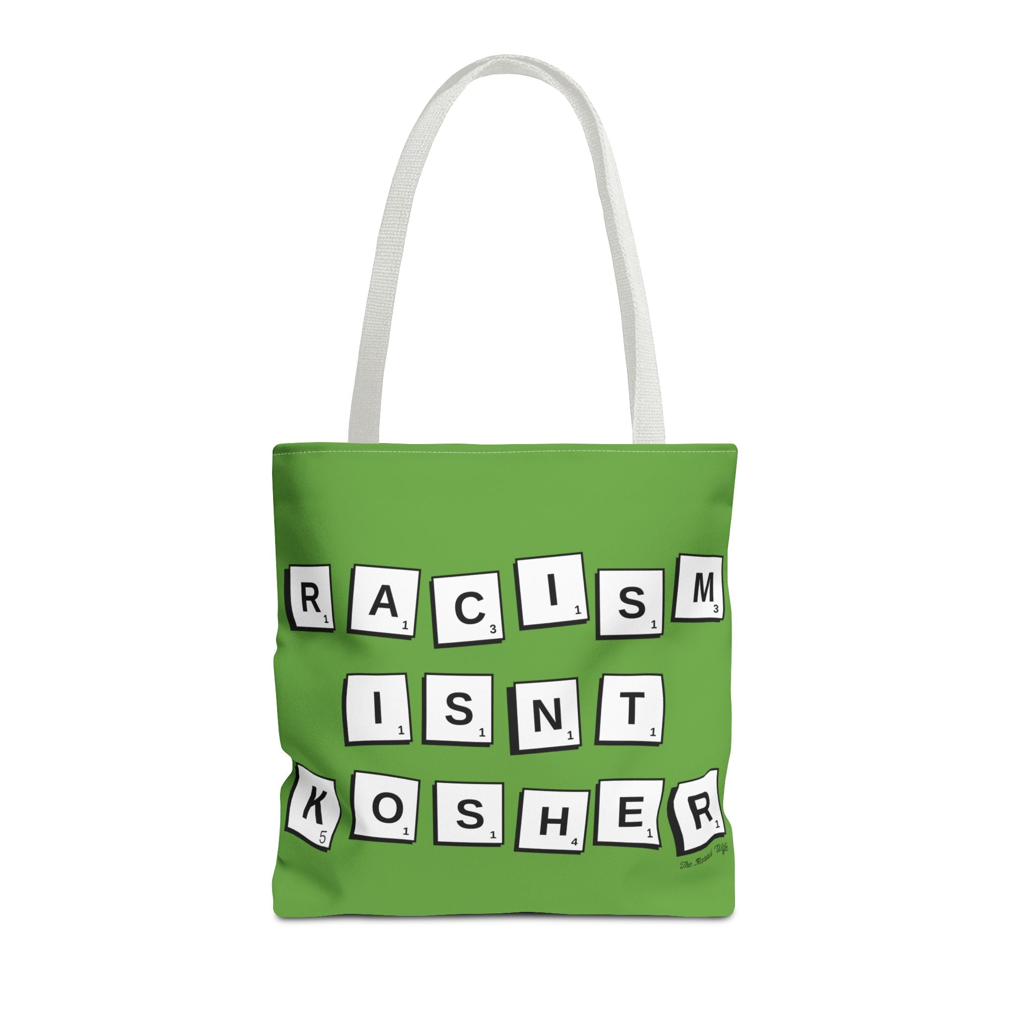 Racism Isnt Kosher Tote Bag, Jewish Social Justice Gift, Scrabble Style Protest Bag, Modern Judaica Anti Racism Tote